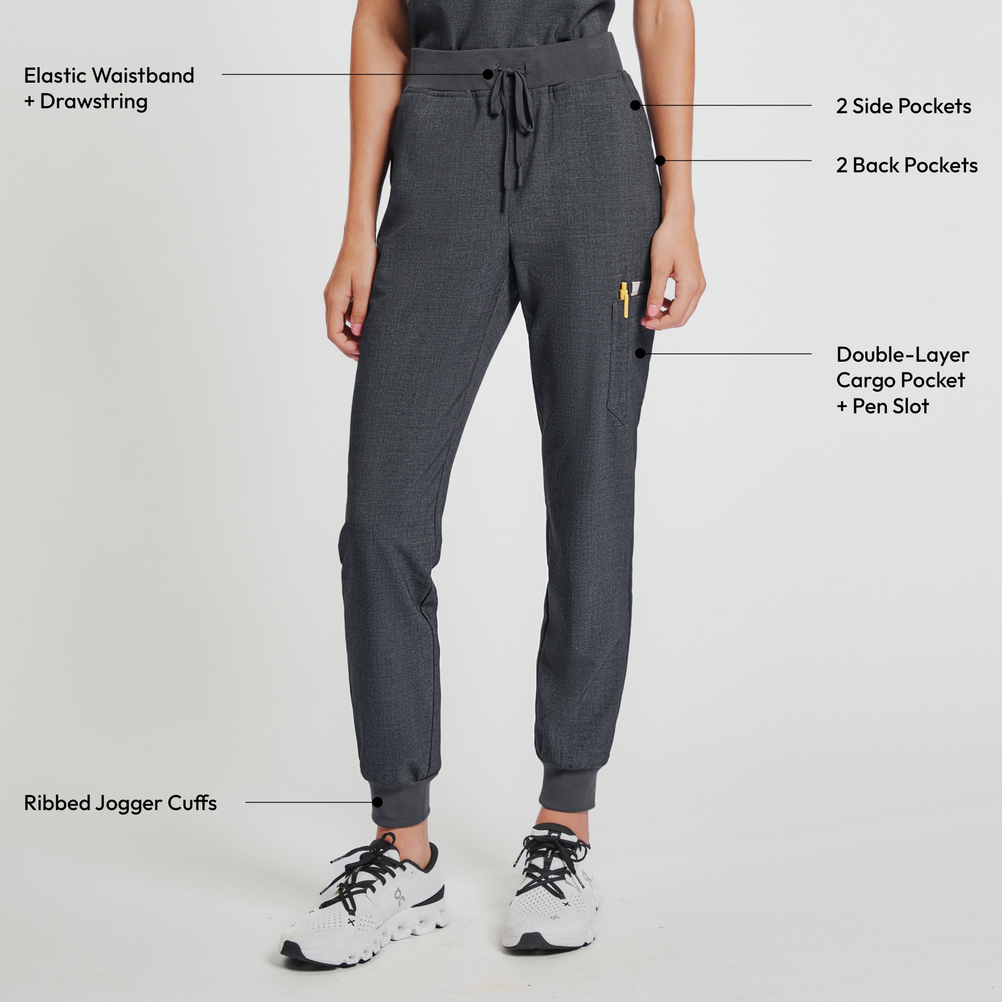 Image of Zenir | Women's Easy-Fit Jogger Scrub Pants - Charcoal Gray