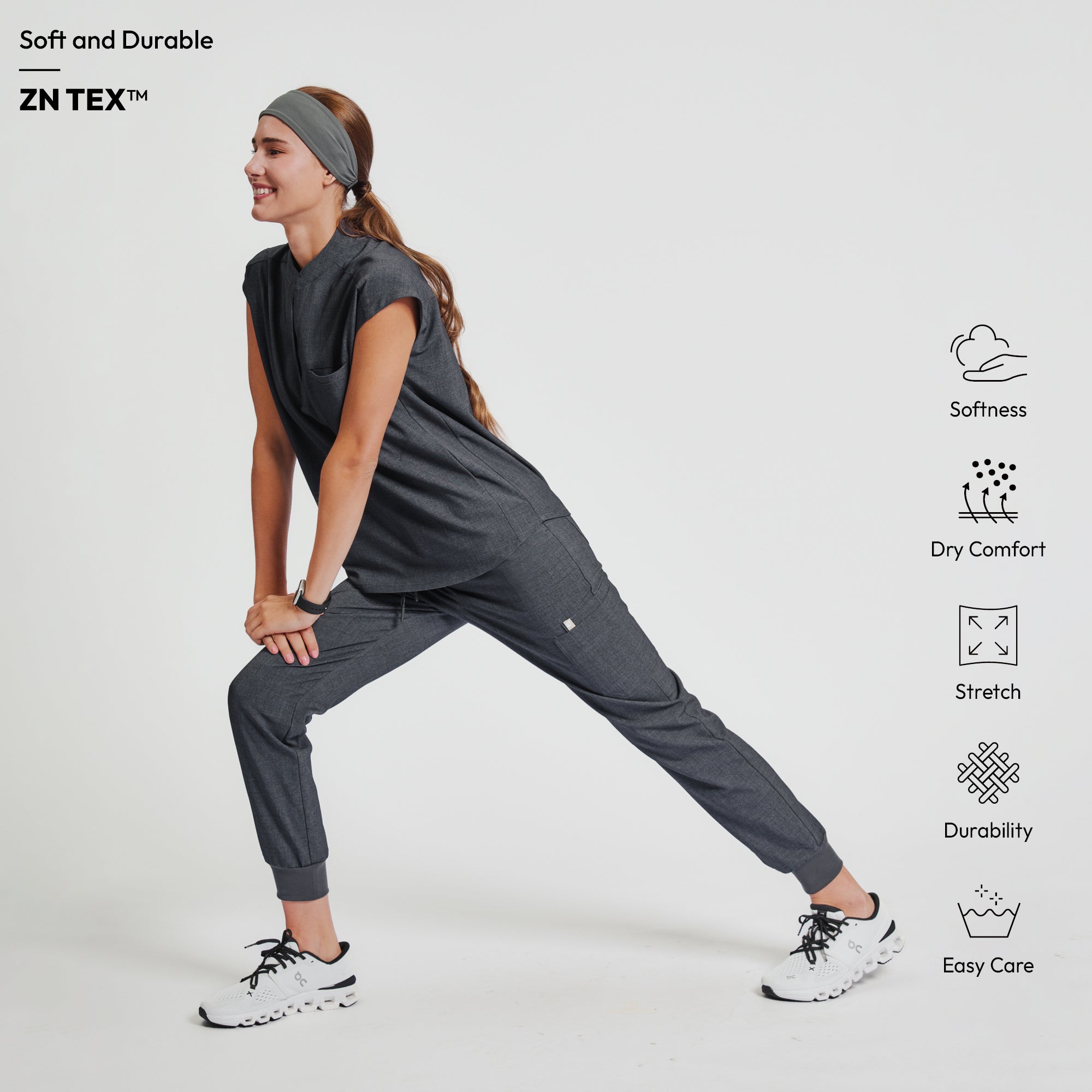 Image of Zenir | Women's Easy-Fit Jogger Scrub Pants - Charcoal Gray