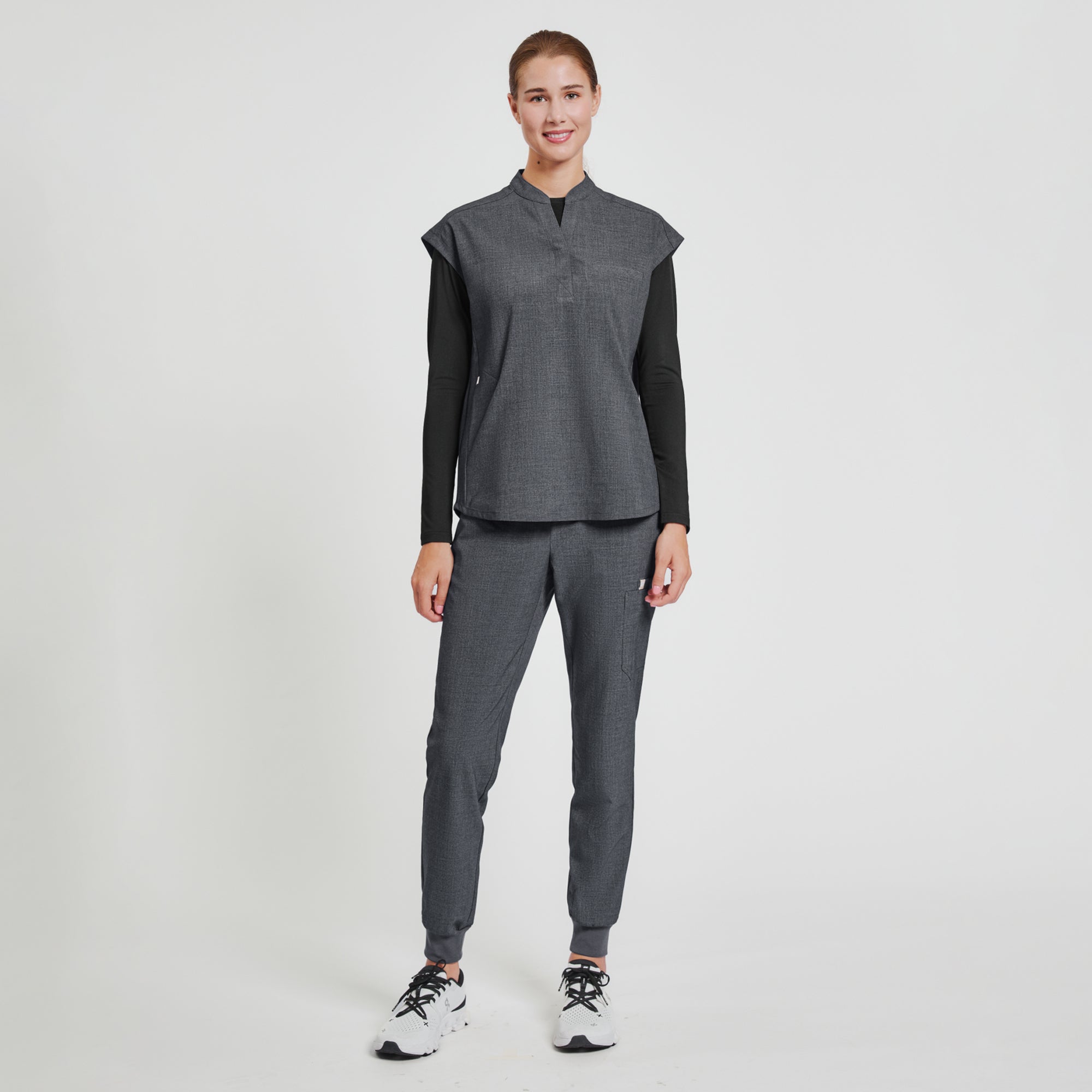 Image of Zenir | Women's Easy-Fit Jogger Scrub Pants - Charcoal Gray