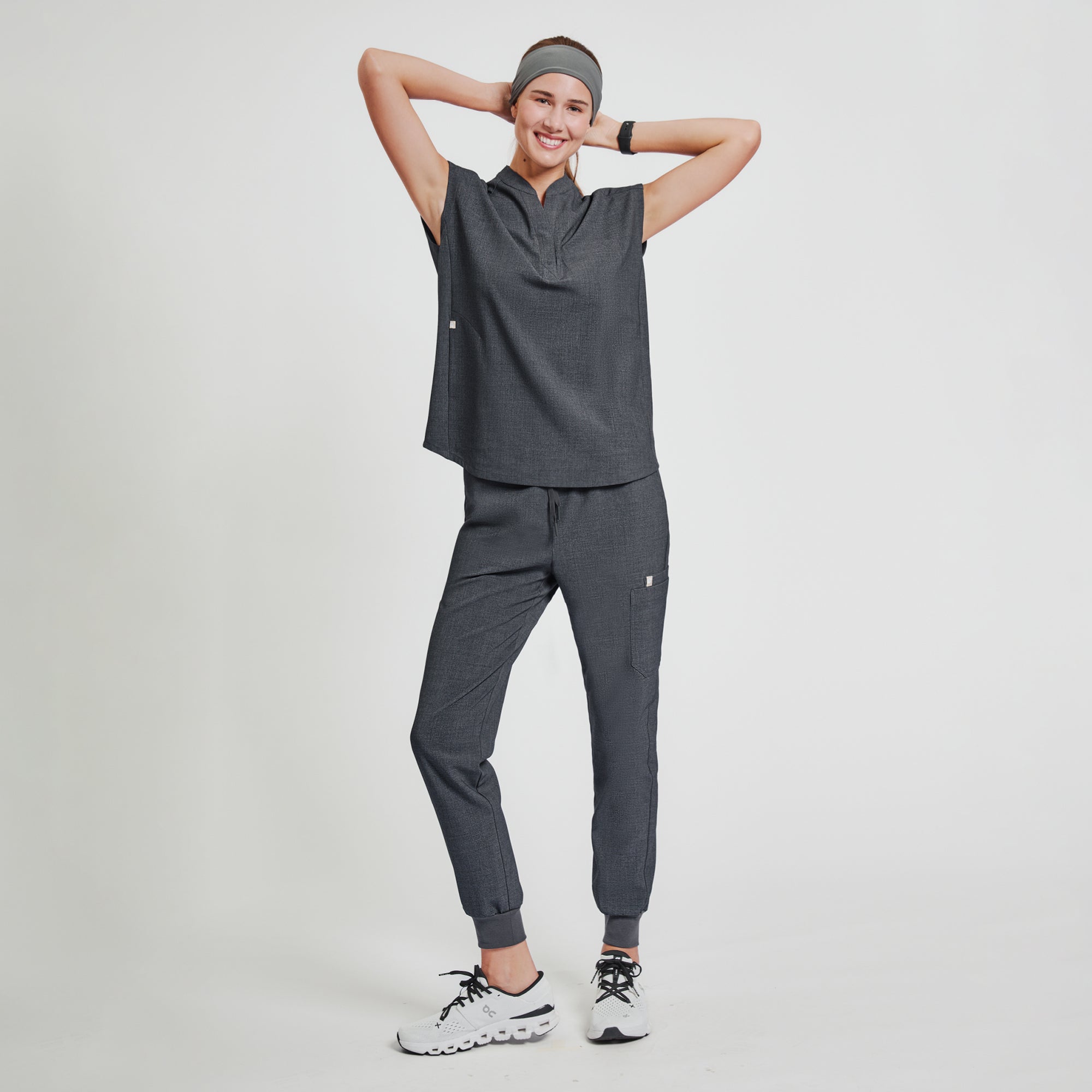 Image of Zenir | Women's Easy-Fit Jogger Scrub Pants - Charcoal Gray