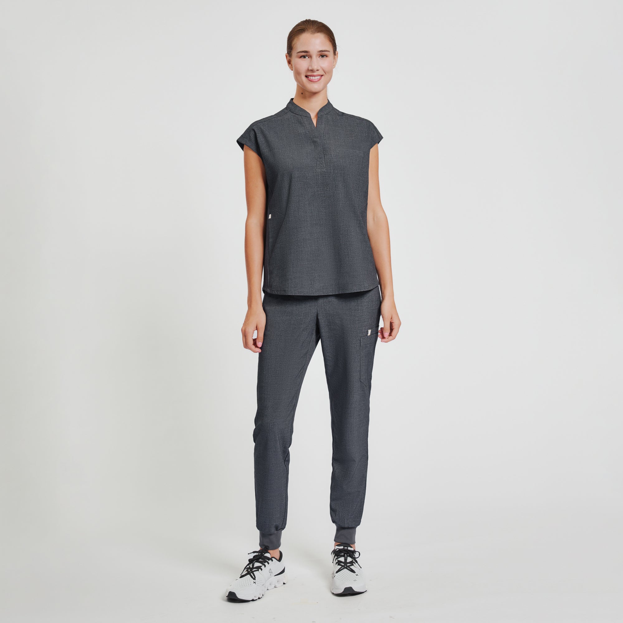 Image of Zenir | Women's Easy-Fit Jogger Scrub Pants - Charcoal Gray