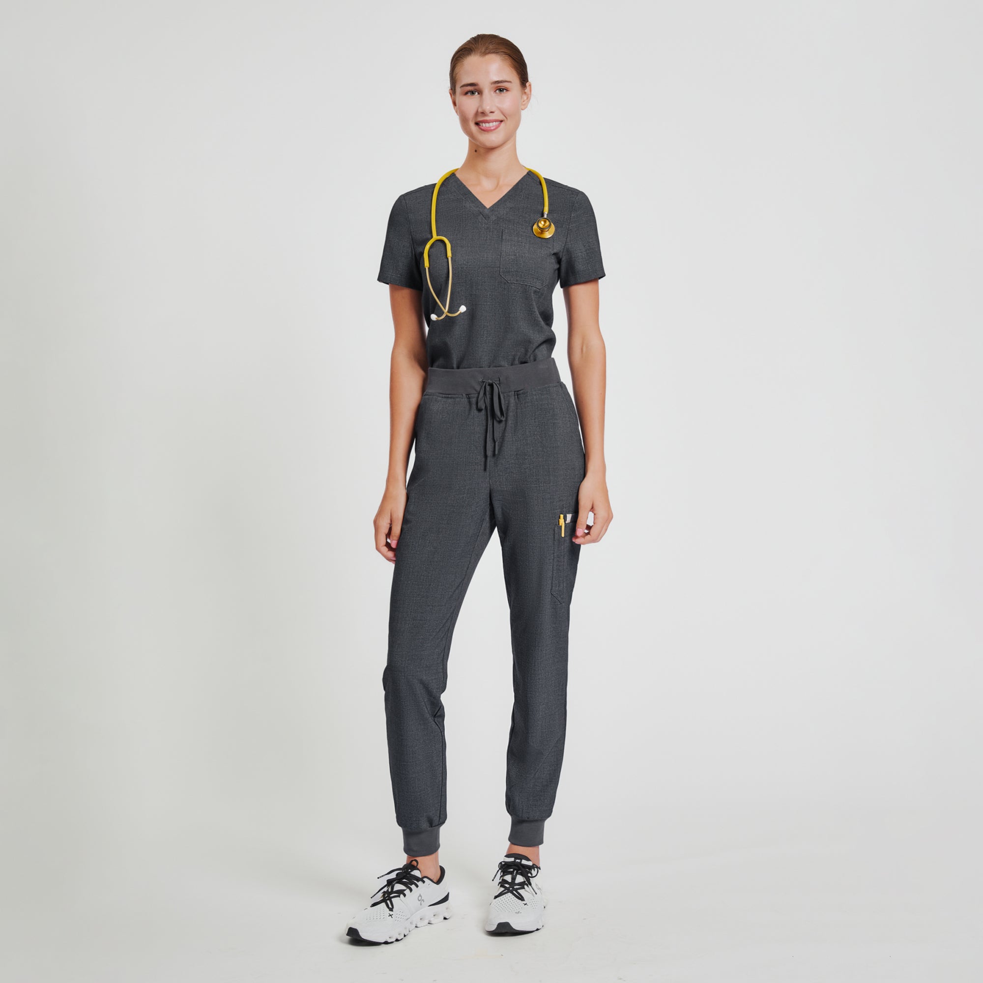 Image of Zenir | Women's Easy-Fit Jogger Scrub Pants - Charcoal Gray