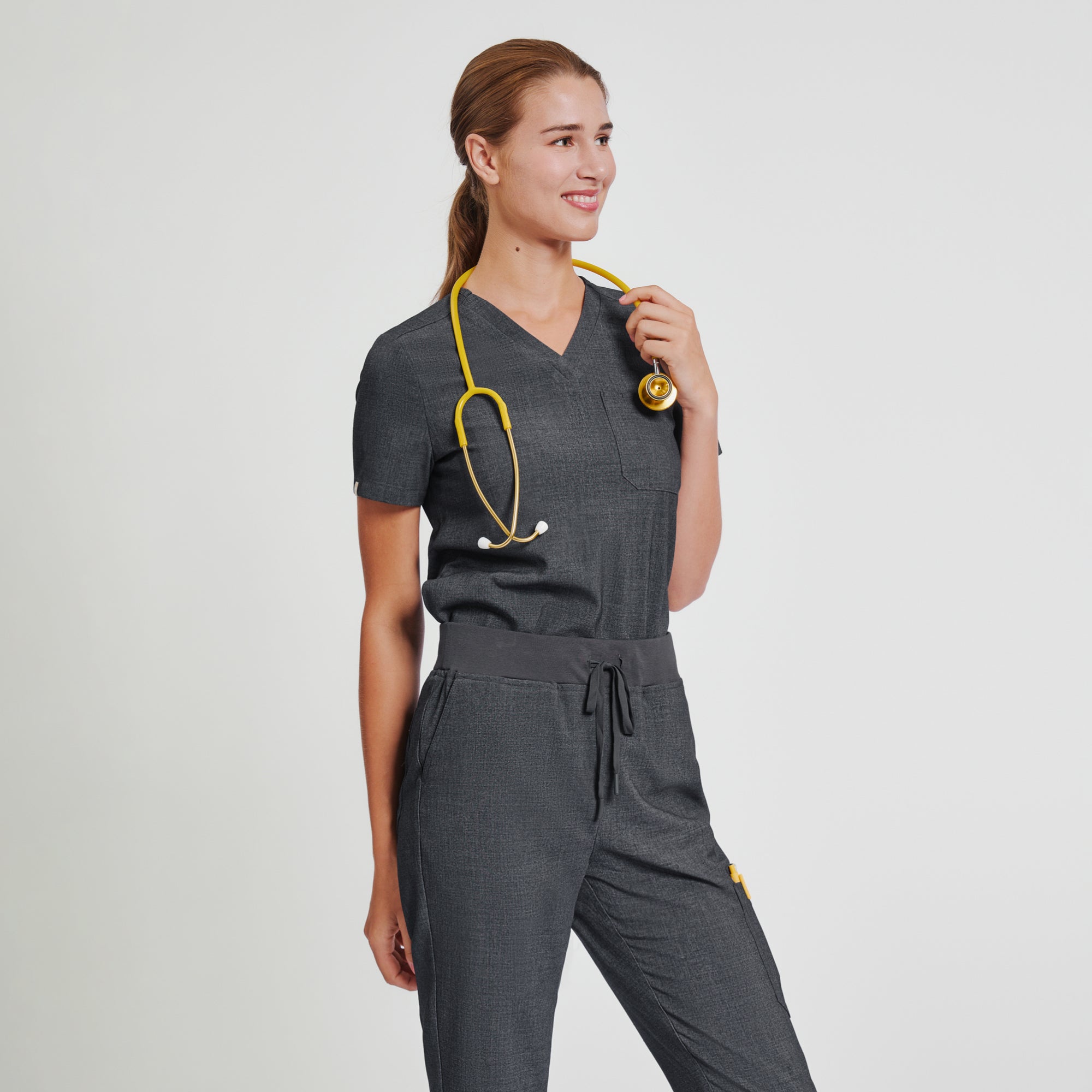 Image of Zenir | Women's Easy-Fit Jogger Scrub Pants - Charcoal Gray