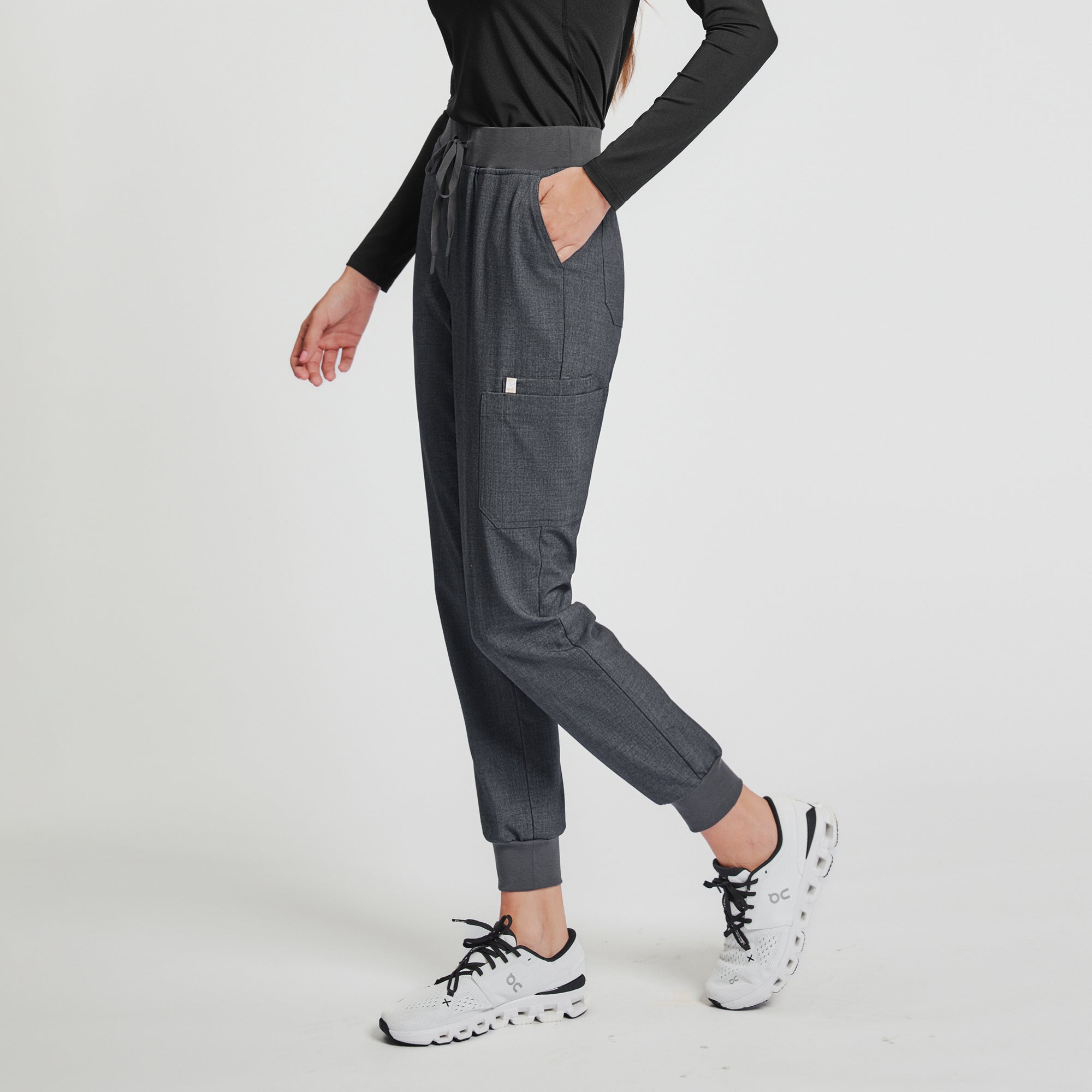 Image of Zenir | Women's Easy-Fit Jogger Scrub Pants - Charcoal Gray