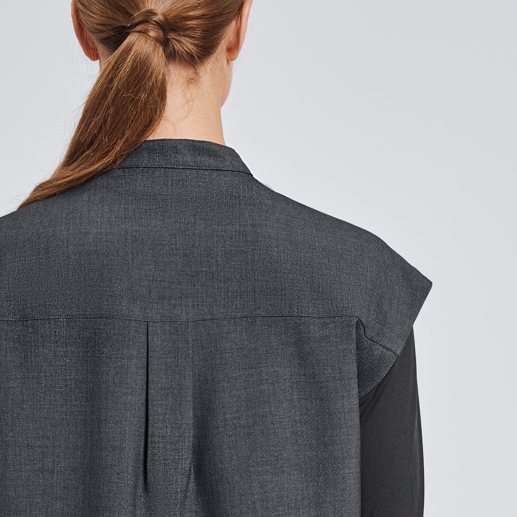 Image of Zenir | Women's Mandarin Collar Scrub Top - Charcoal Gray