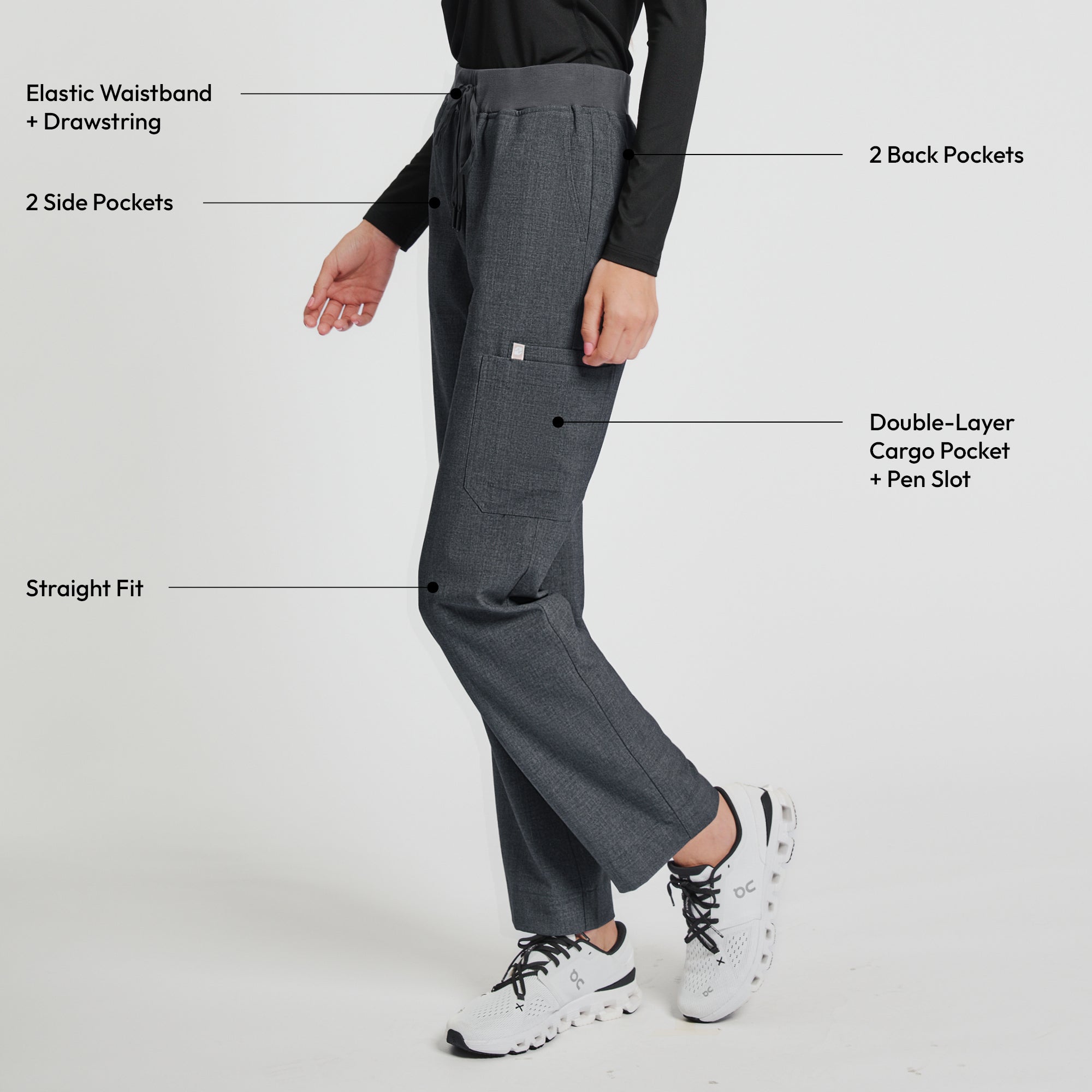 Image of Zenir | Women's Signature Straight Scrub Pants - Charcoal Gray