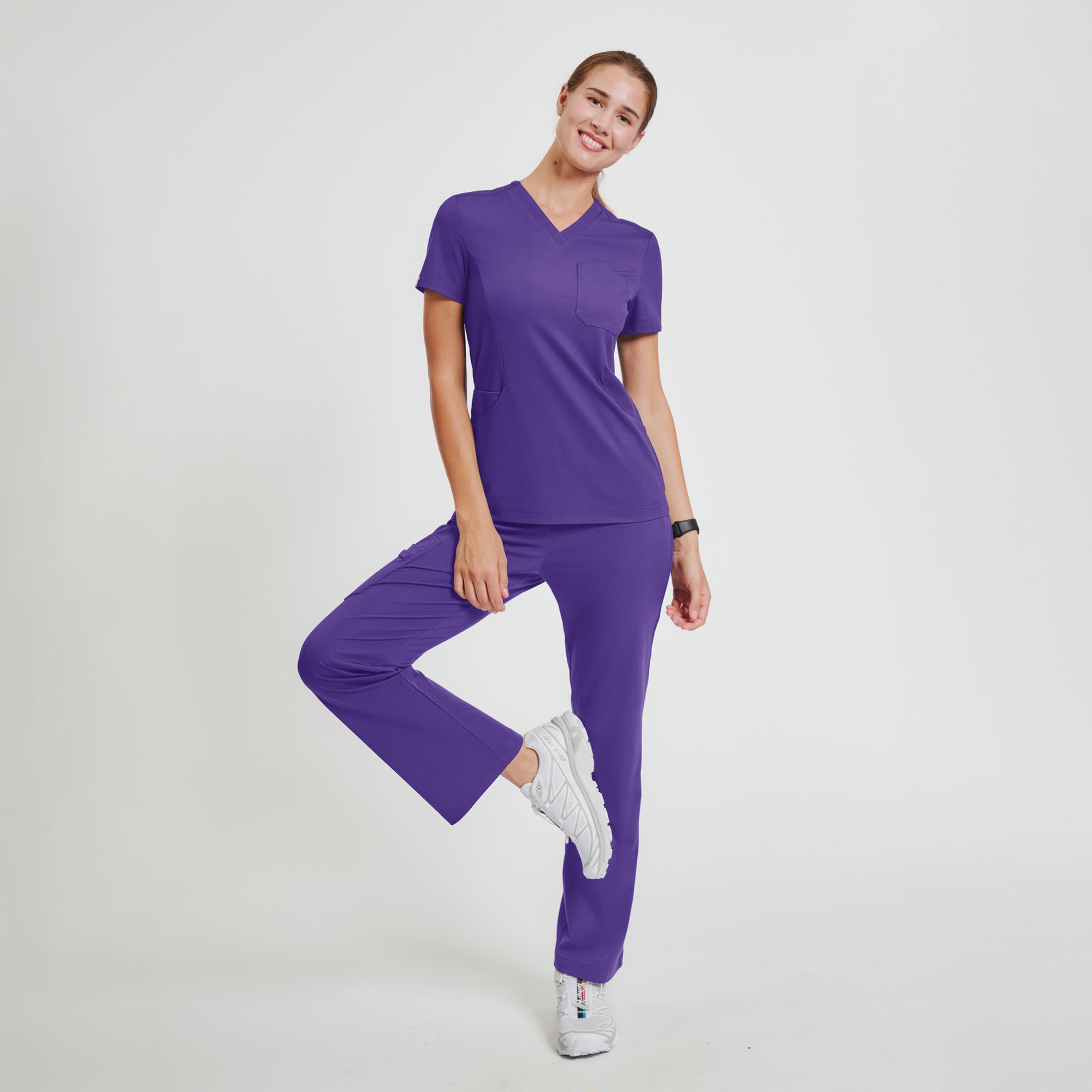 Image of Zenir | Women's Soft Stretch Scrub Top - Eggplant