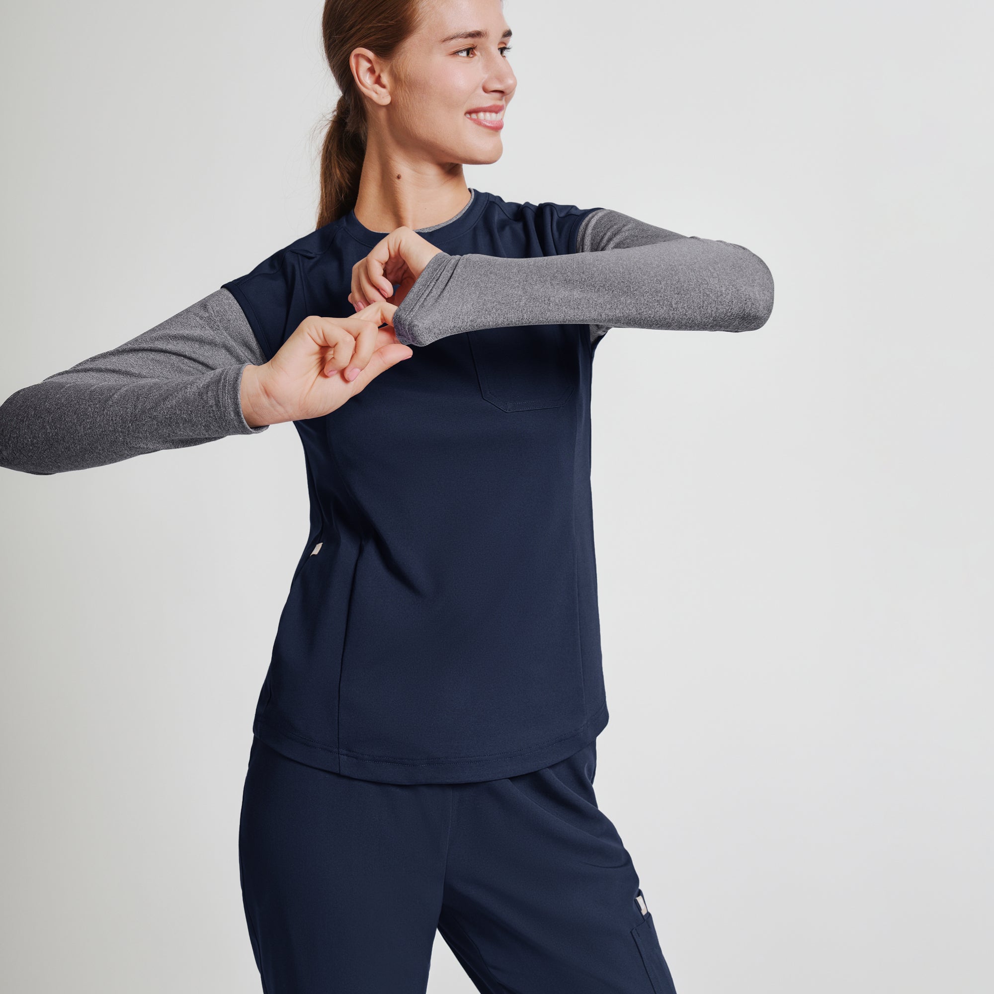 Image of Zenir | Women's Essential Underscrub Top - Stone Gray