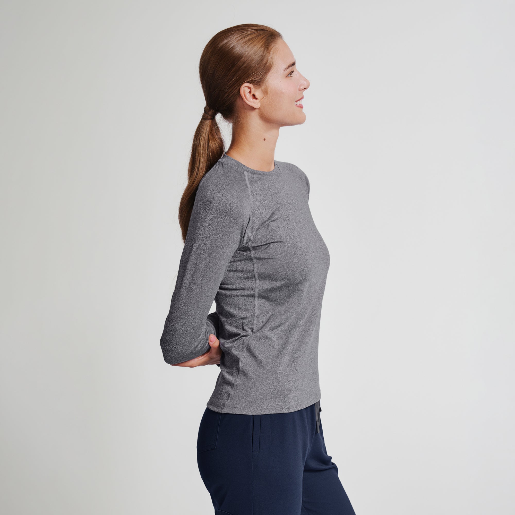 Image of Zenir | Women's Essential Underscrub Top - Stone Gray