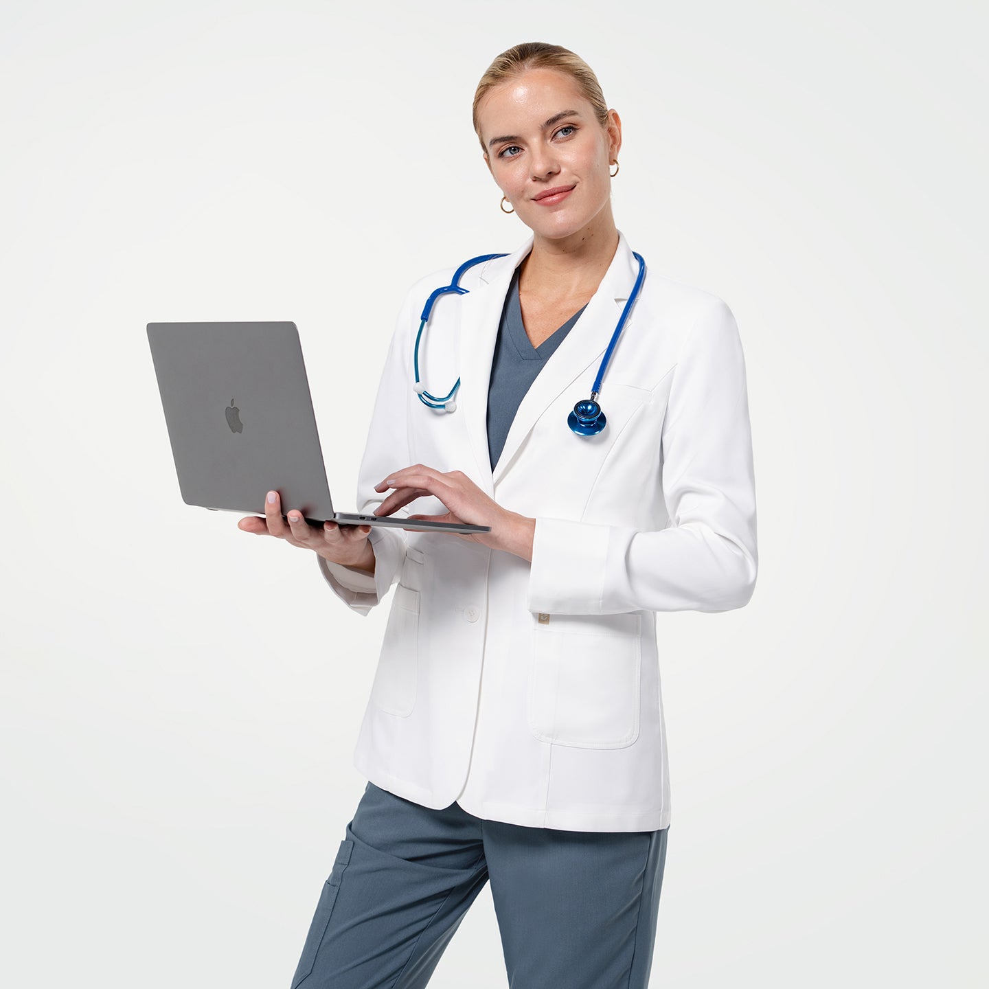 Image of Zenir |  Women's Nuevo Short Lab Coat LCW-104 - White
