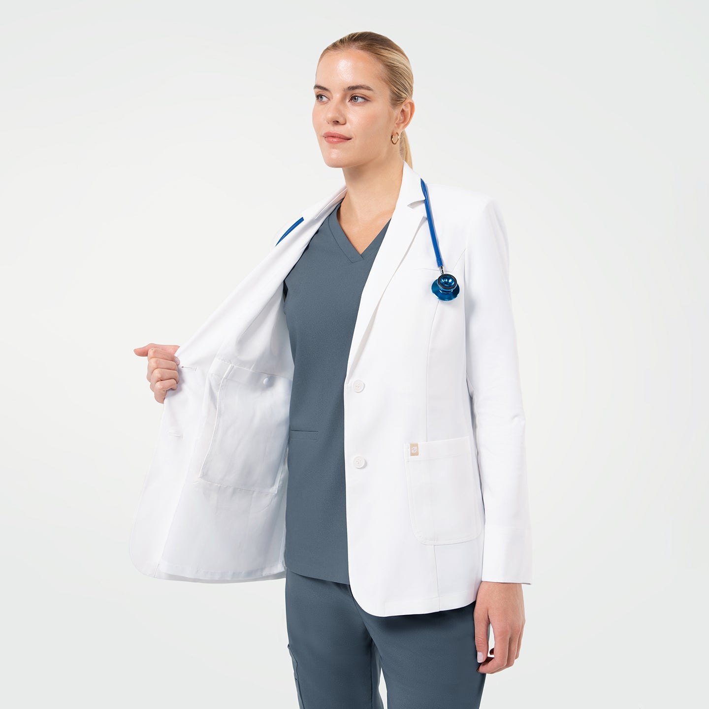 Image of Zenir |  Women's Nuevo Short Lab Coat LCW-104 - White