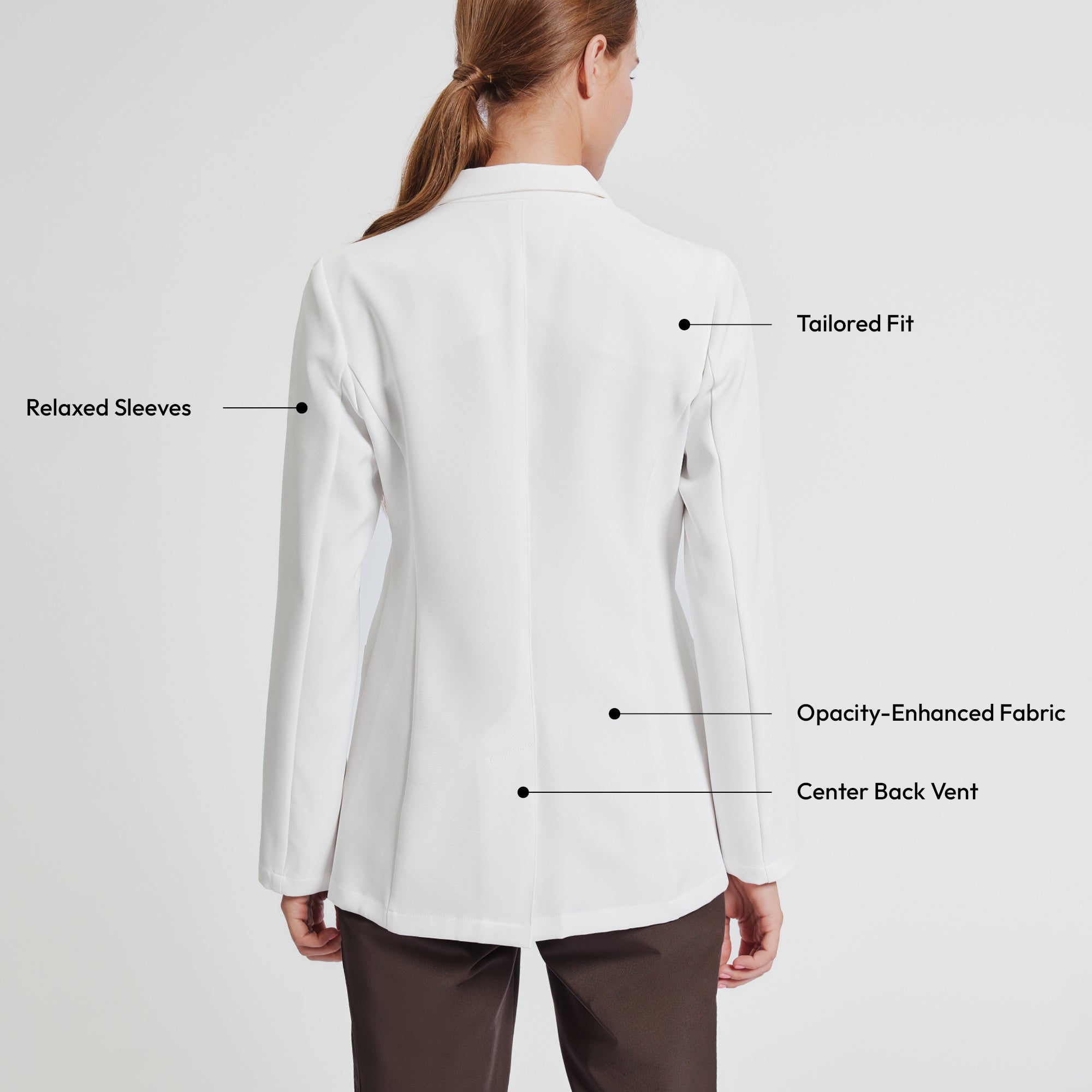 Image of Zenir | Structured Classic Short Lab Coat LCW-201 - Ivory White