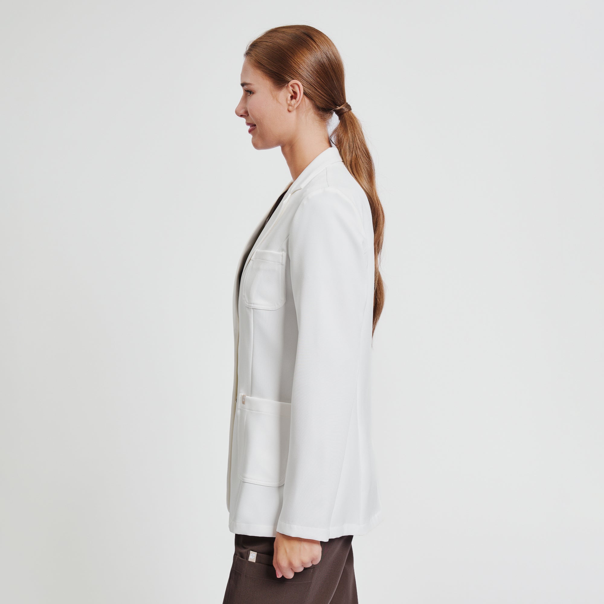 Image of Zenir | Structured Classic Short Lab Coat LCW-201 - Ivory White