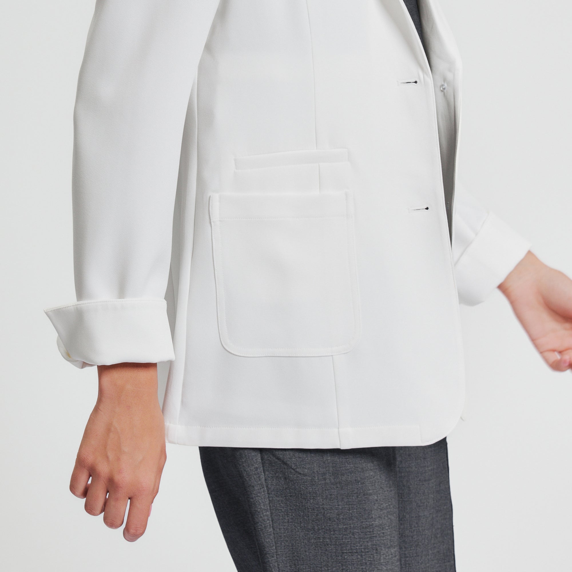 Image of Zenir | Structured Nuevo Short Lab Coat LCW-202 - Ivory White