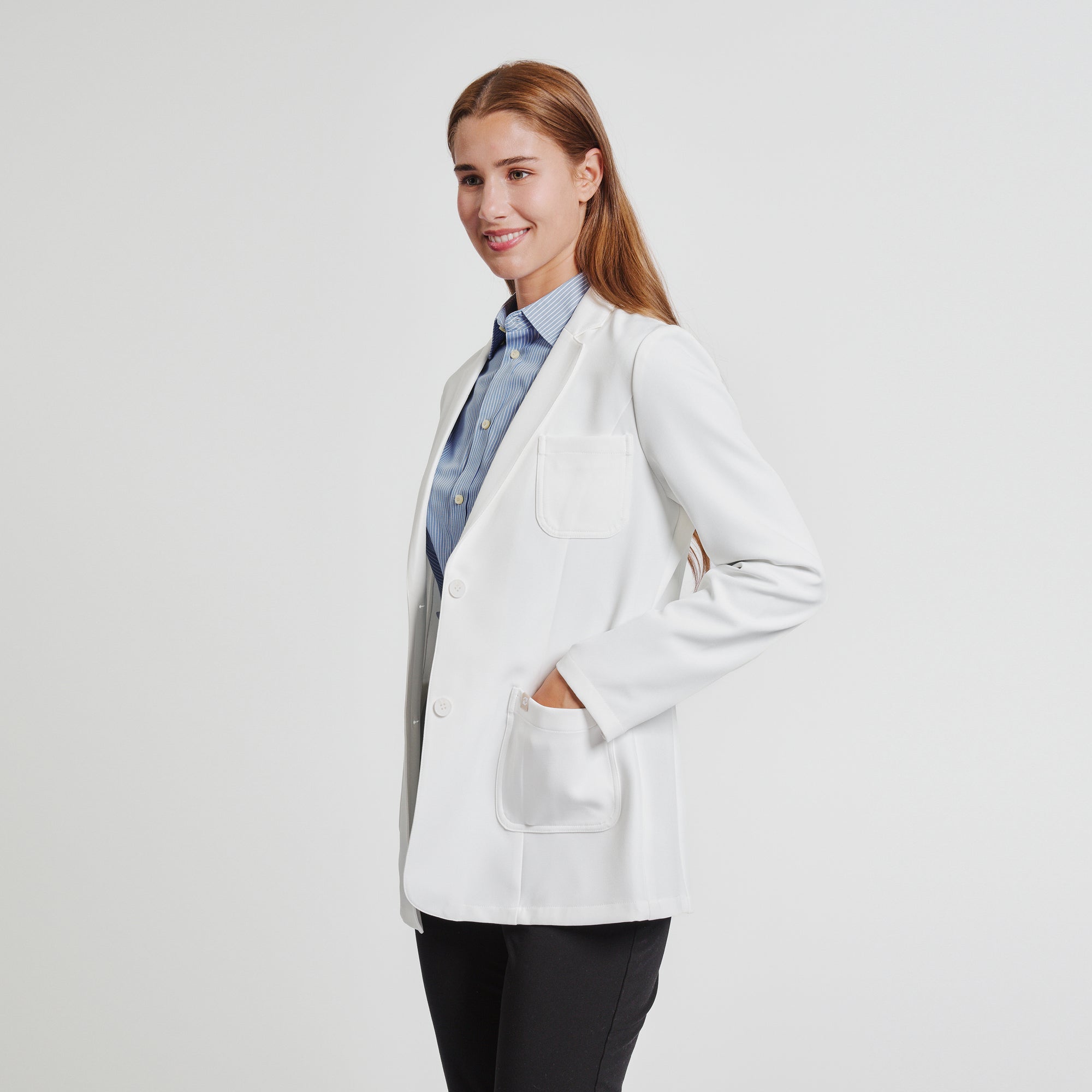 Image of Zenir | Structured Nuevo Short Lab Coat LCW-202 - Ivory White