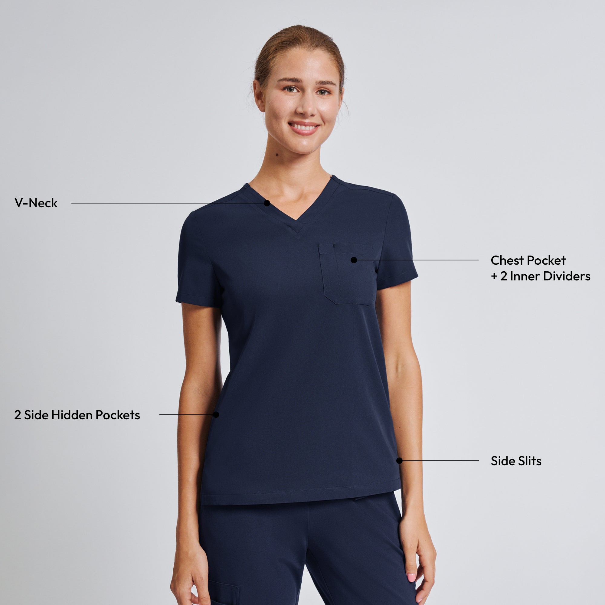 Image of Zenir | Women's Core 3 Pocket Scrub Top - Navy