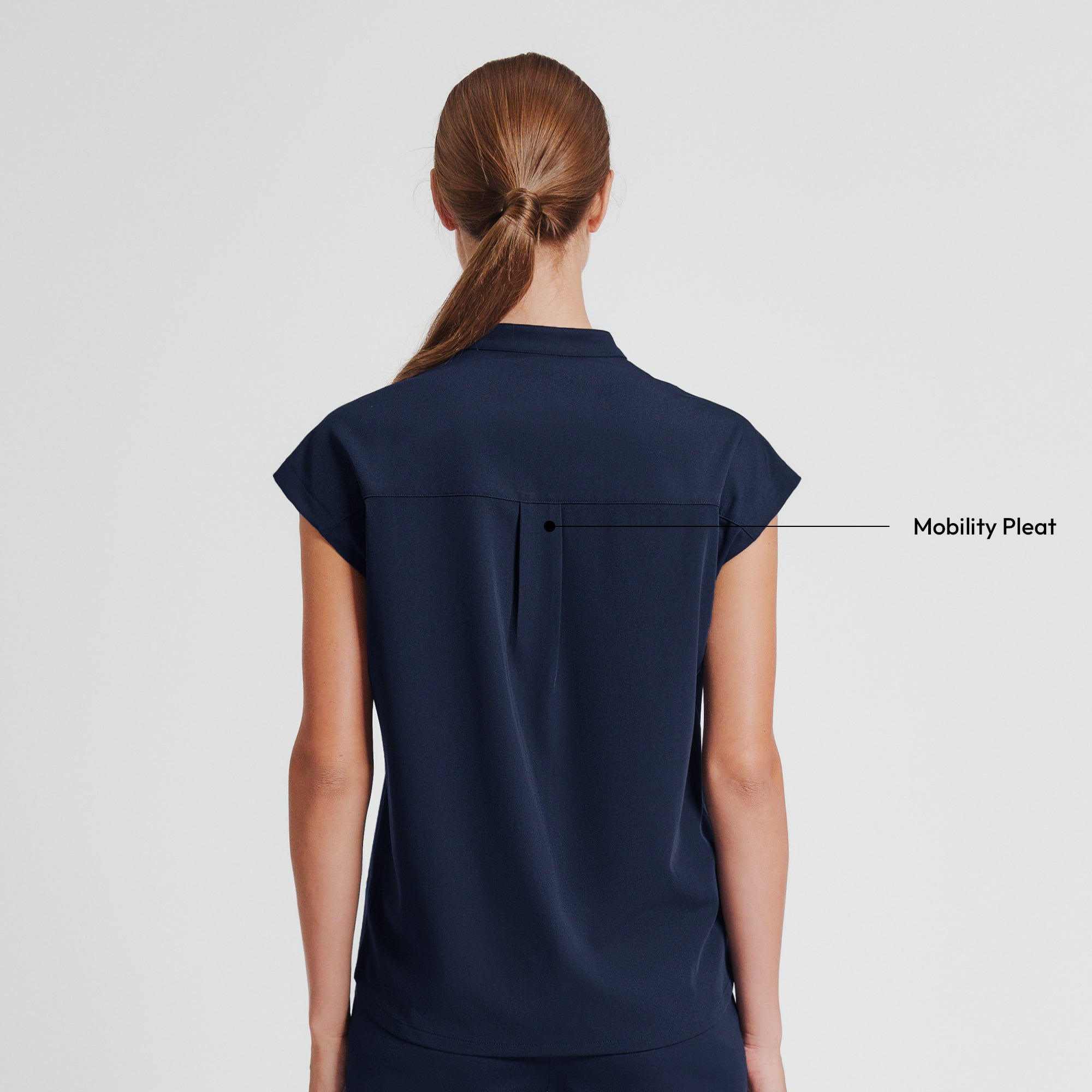 Image of Zenir | Women's Mandarin Collar Scrub Top - Navy