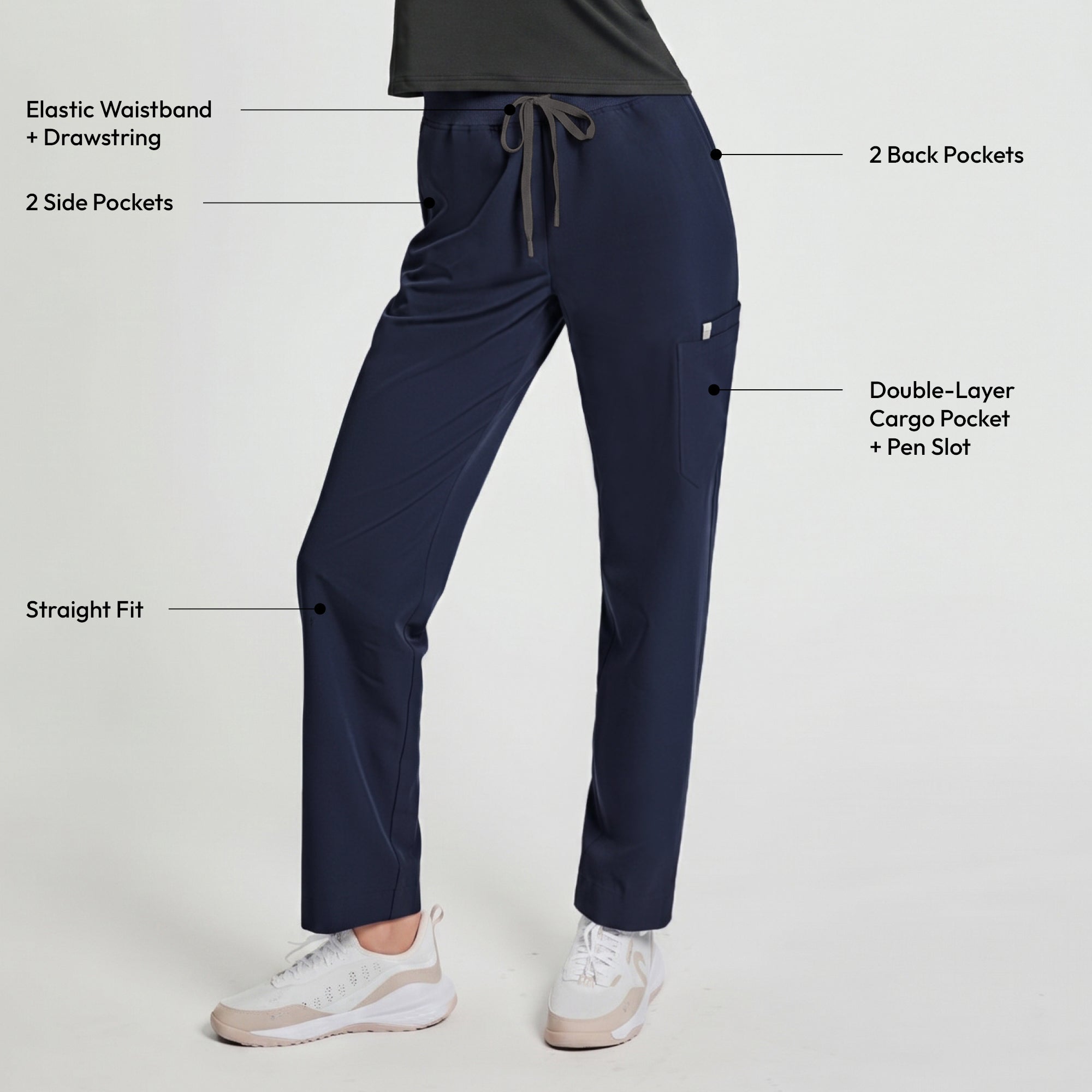 Image of Zenir | Women's Signature Straight Scrub Pants - Navy