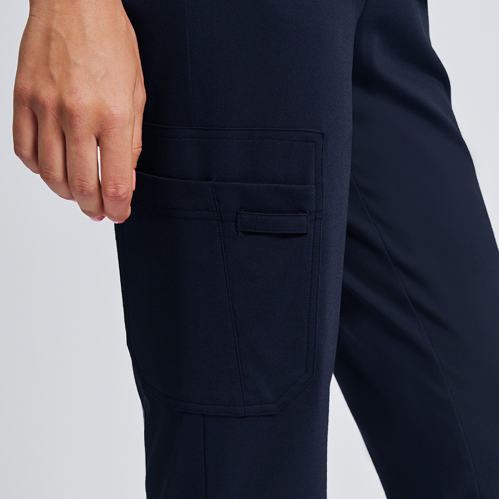 Image of Zenir | Women's Soft Stretch High Waisted Flare Scrub Pants - Navy
