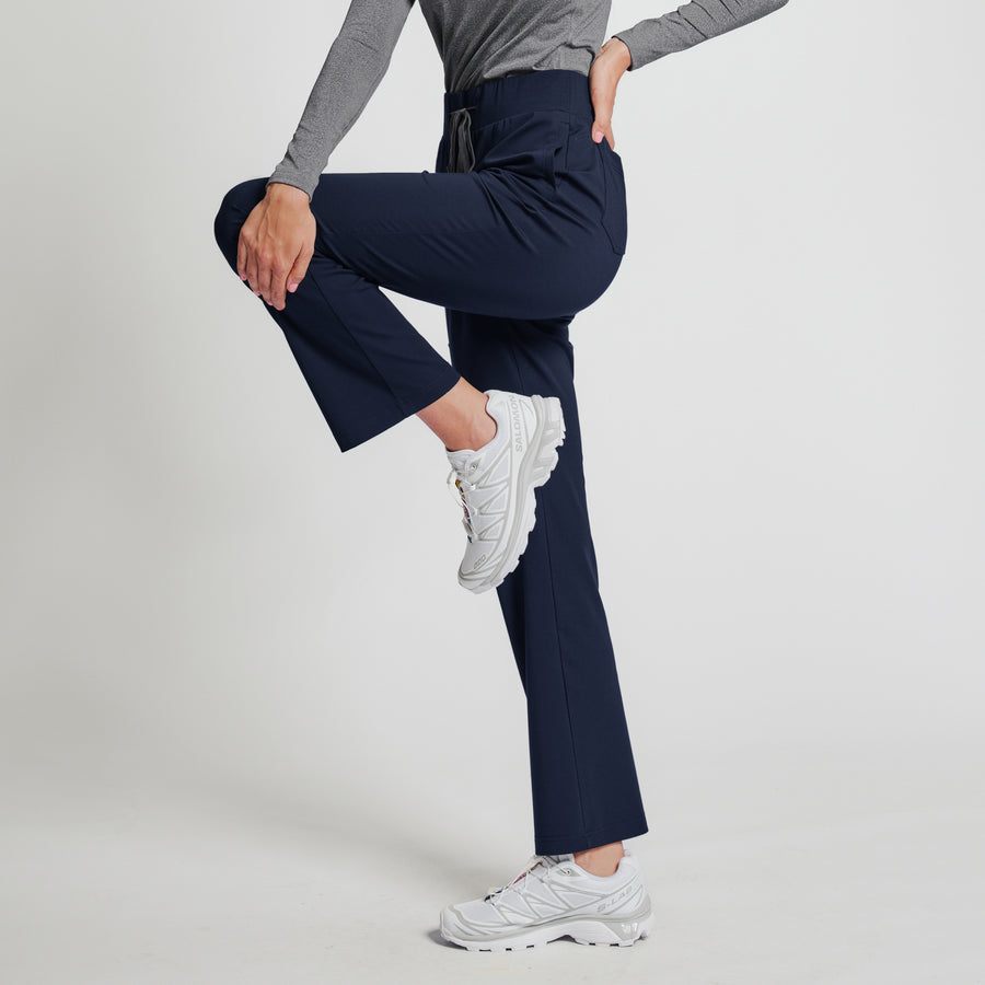 Zenir | Women's Soft Stretch High Waisted Flare Scrub Pants - Navy