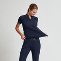 Zenir | Women's Soft Stretch Notched Scrub Top - Navy