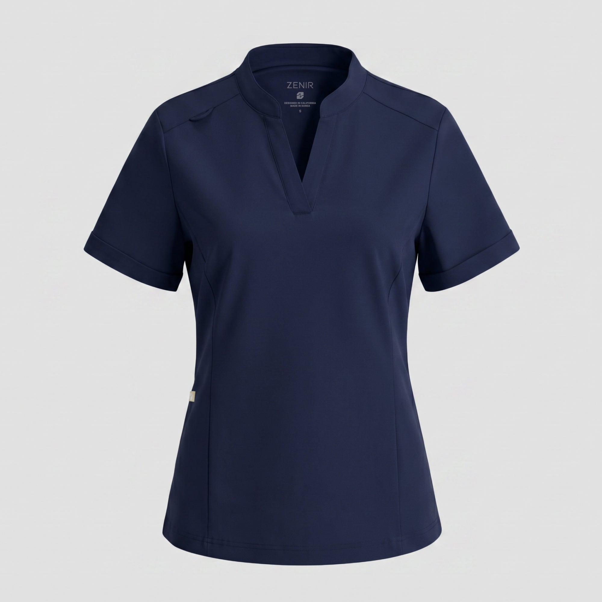 Image of Zenir | Women's Soft Stretch Notched Scrub Top - Navy