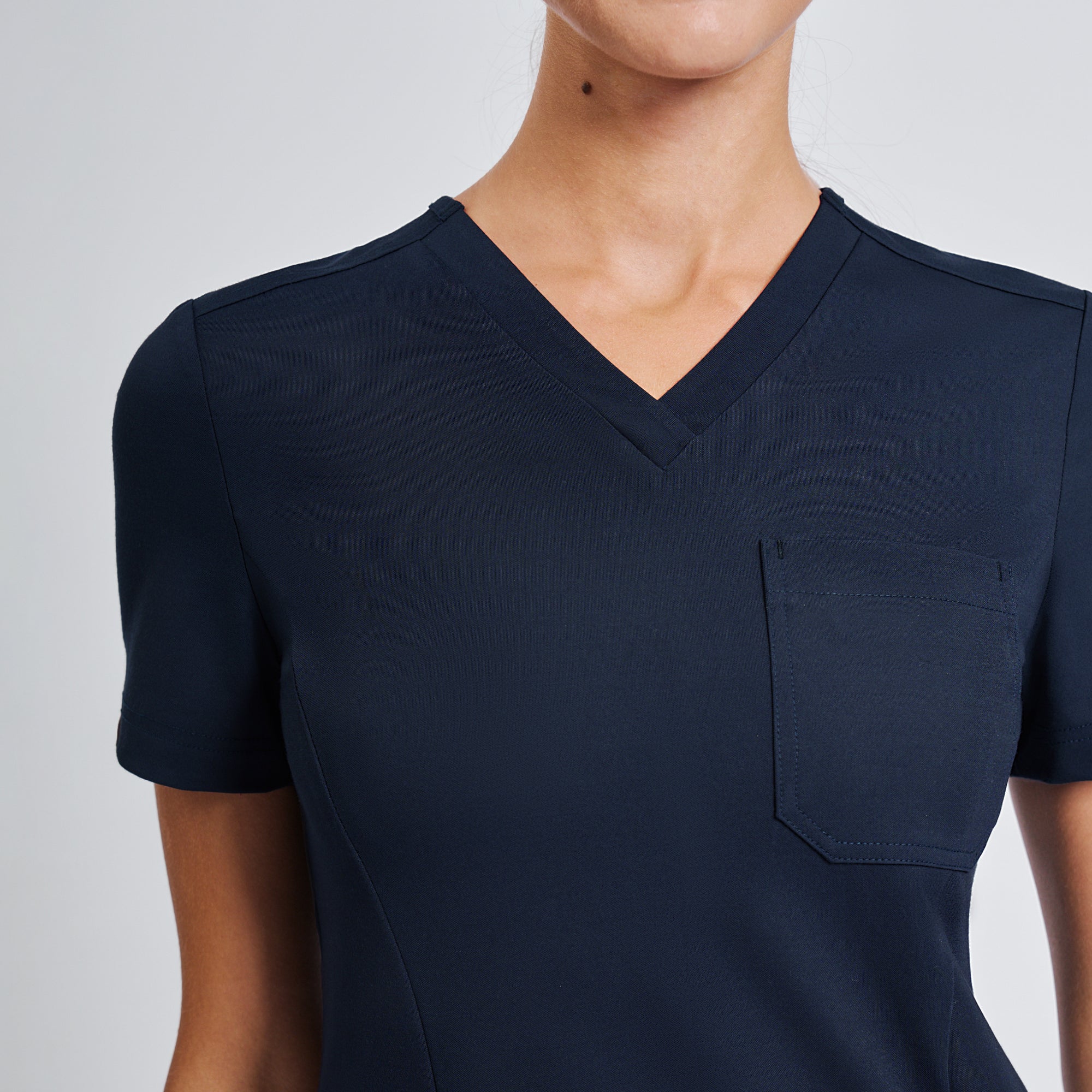 Image of Zenir | Women's Soft Stretch Scrub Top - Navy