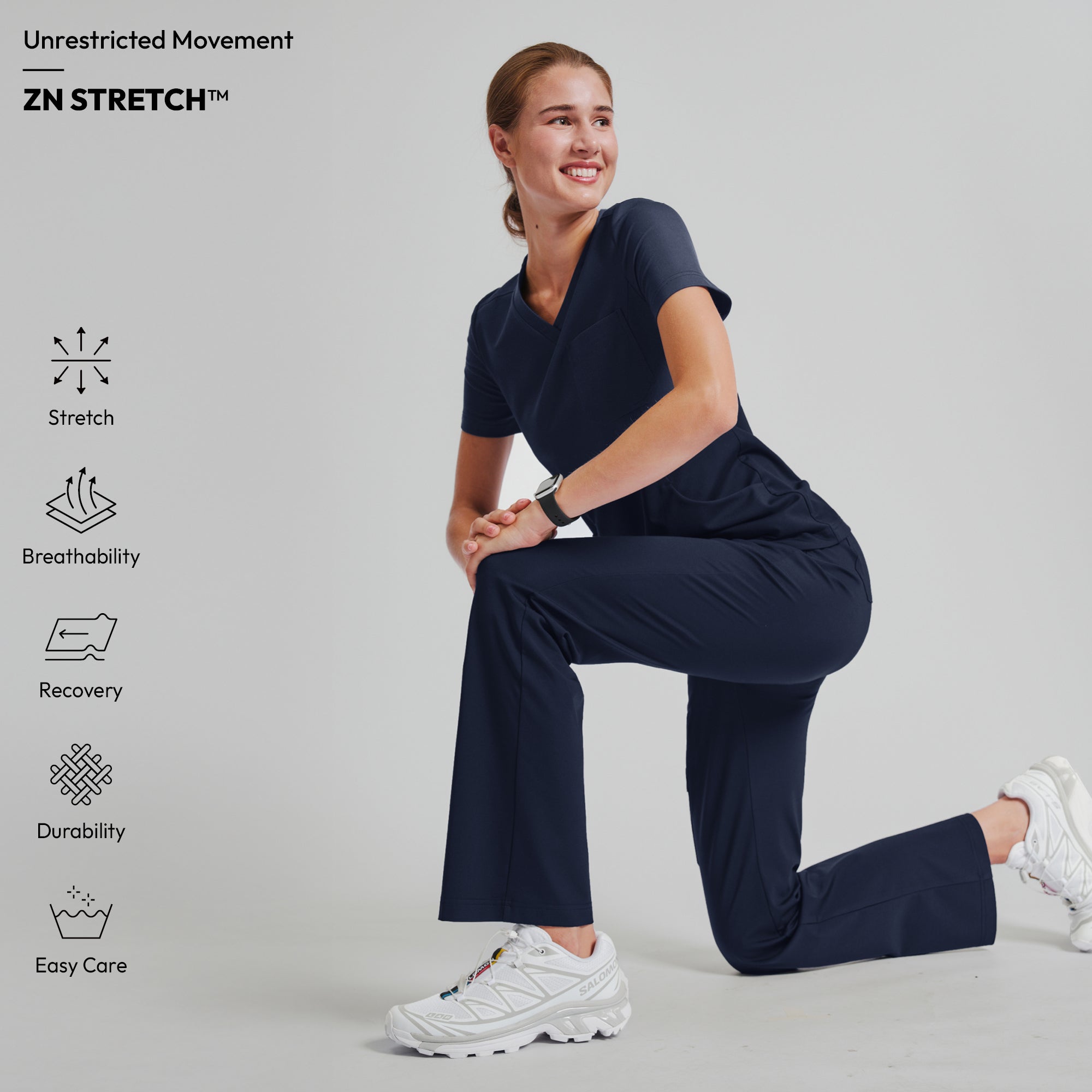 Image of Zenir | Women's Soft Stretch Scrub Top - Navy