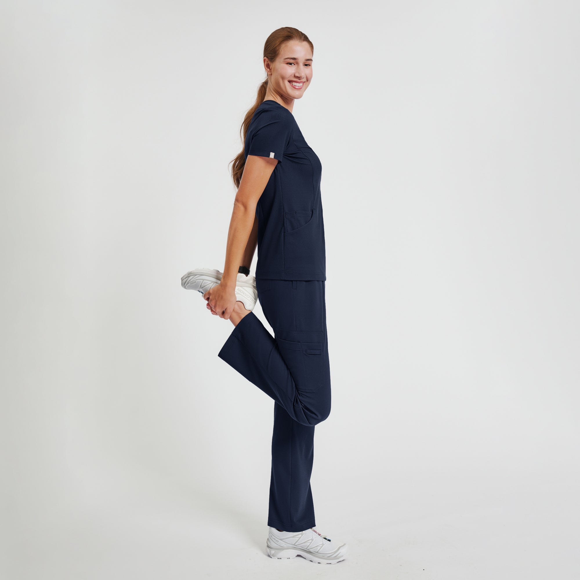 Image of Zenir | Women's Soft Stretch Scrub Top - Navy