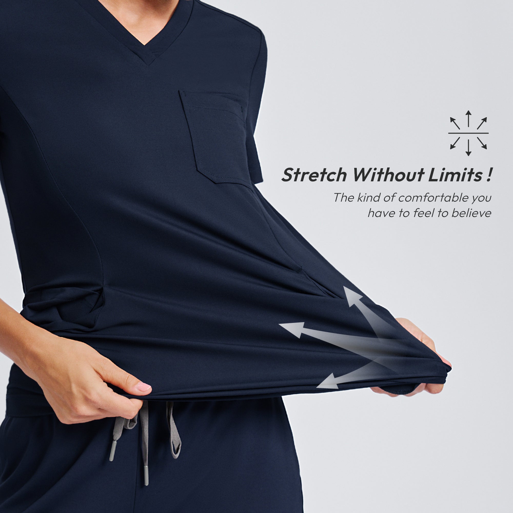 Image of Zenir | Women's Soft Stretch Scrub Top - Navy