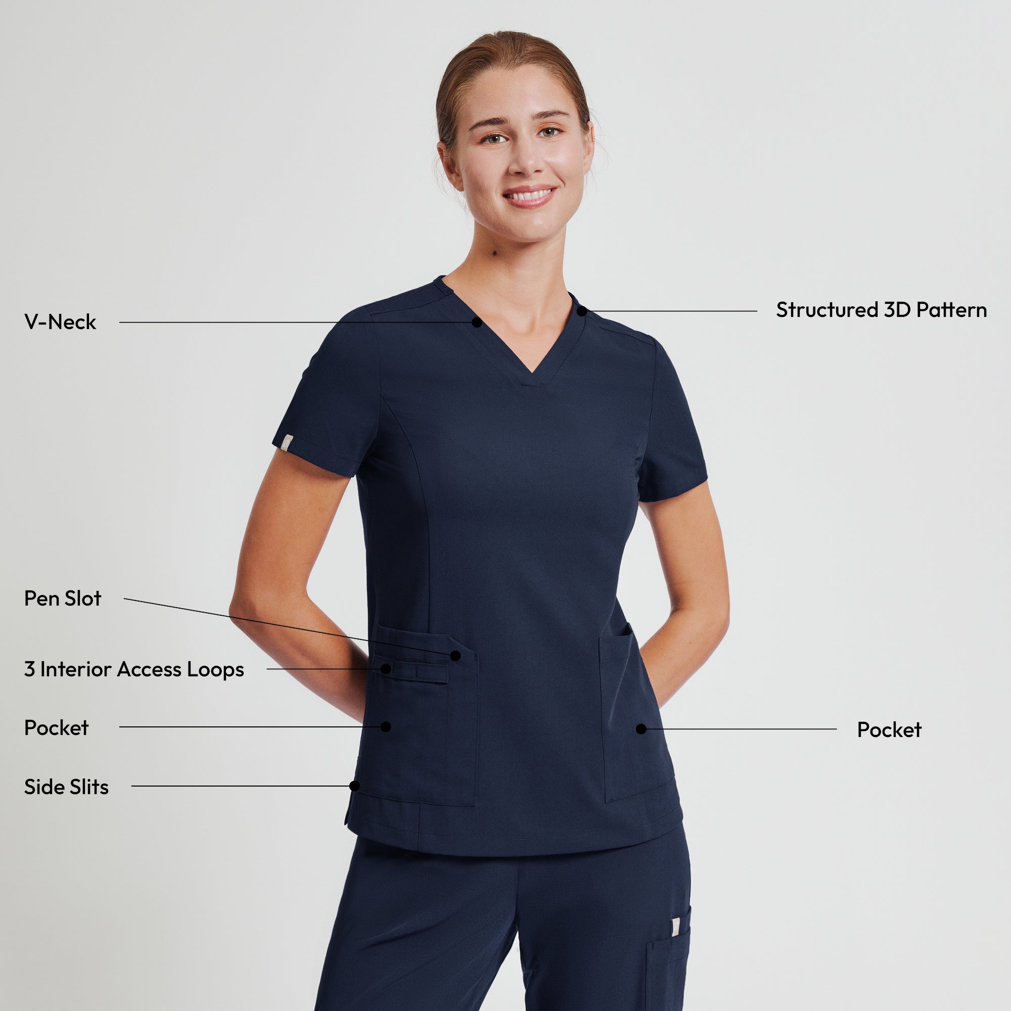 Image of Zenir | Women's VersaPocket Scrub Top - Navy