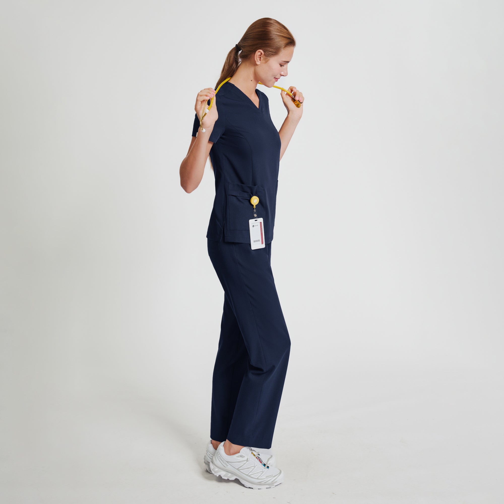 Image of Zenir | Women's VersaPocket Scrub Top - Navy