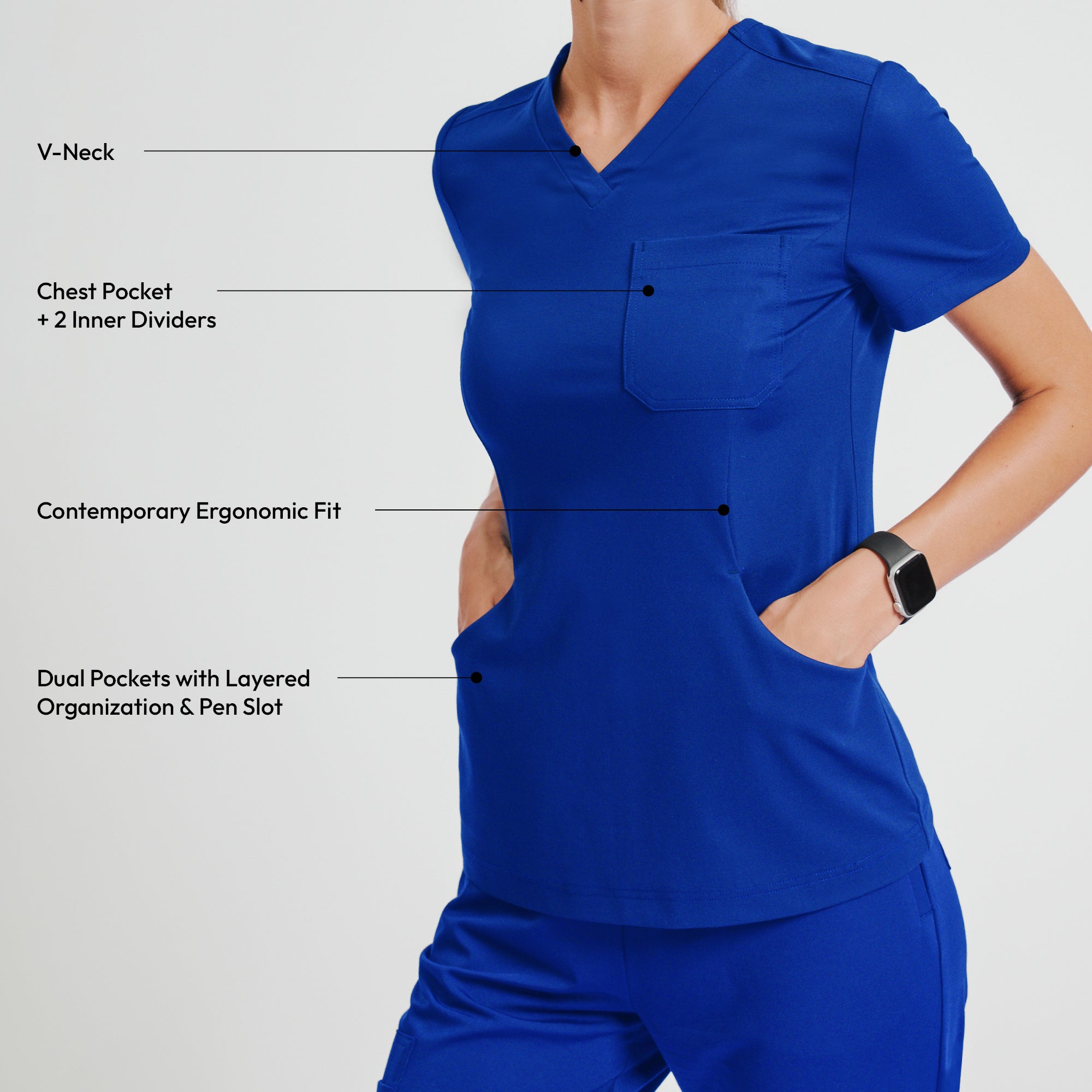 Image of Zenir | Women's Soft Stretch Scrub Top - Royal Blue