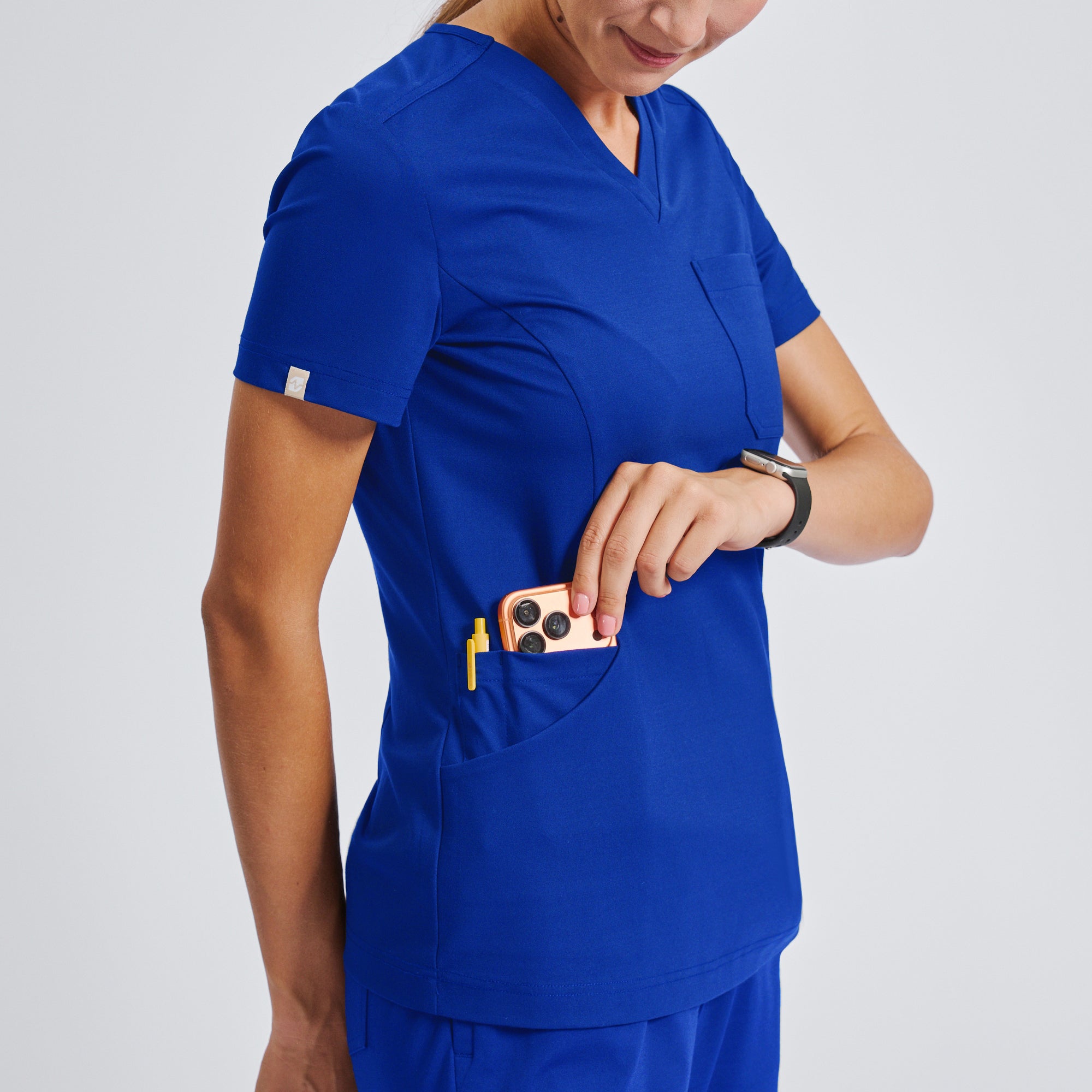 Image of Zenir | Women's Soft Stretch Scrub Top - Royal Blue