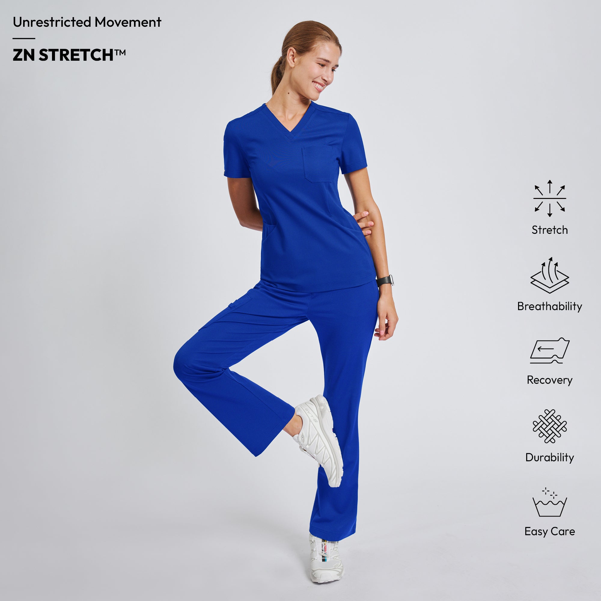 Image of Zenir | Women's Soft Stretch Scrub Top - Royal Blue