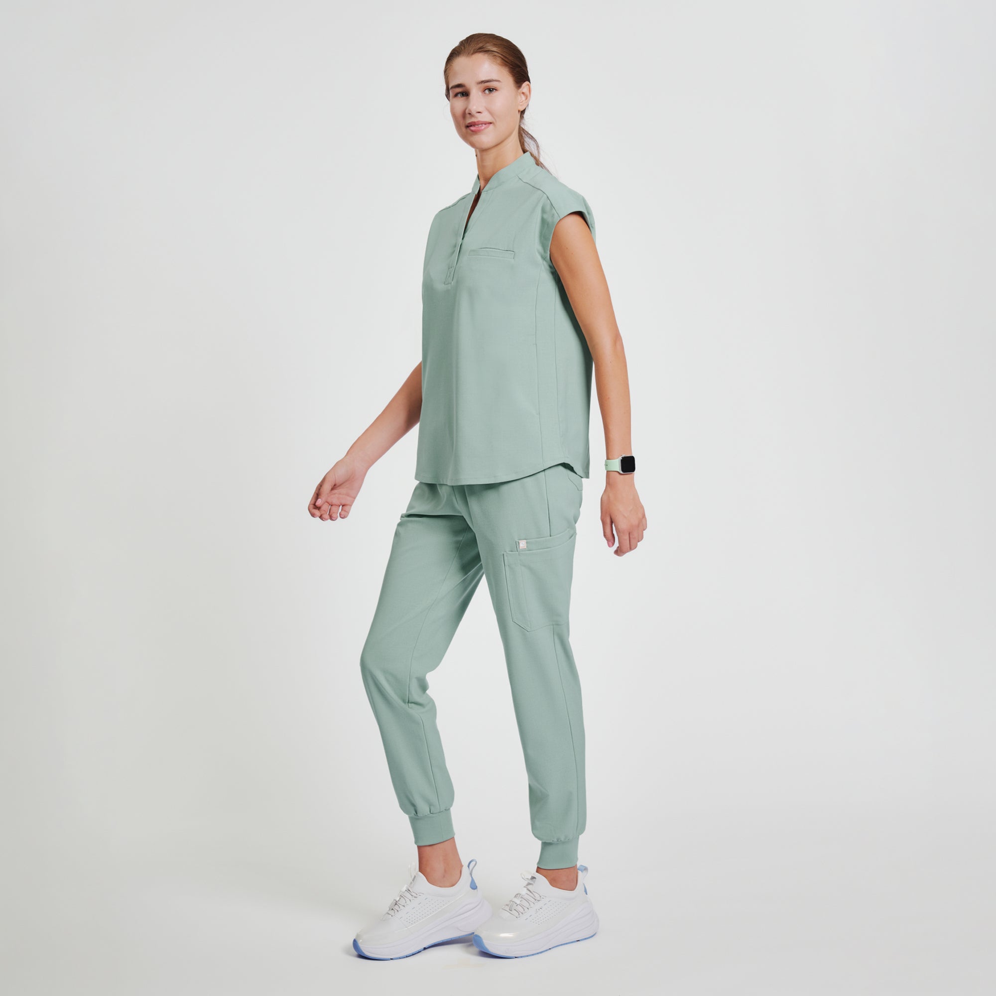 Image of Zenir | Women's Easy-Fit Jogger Scrub Pants - Sage Green