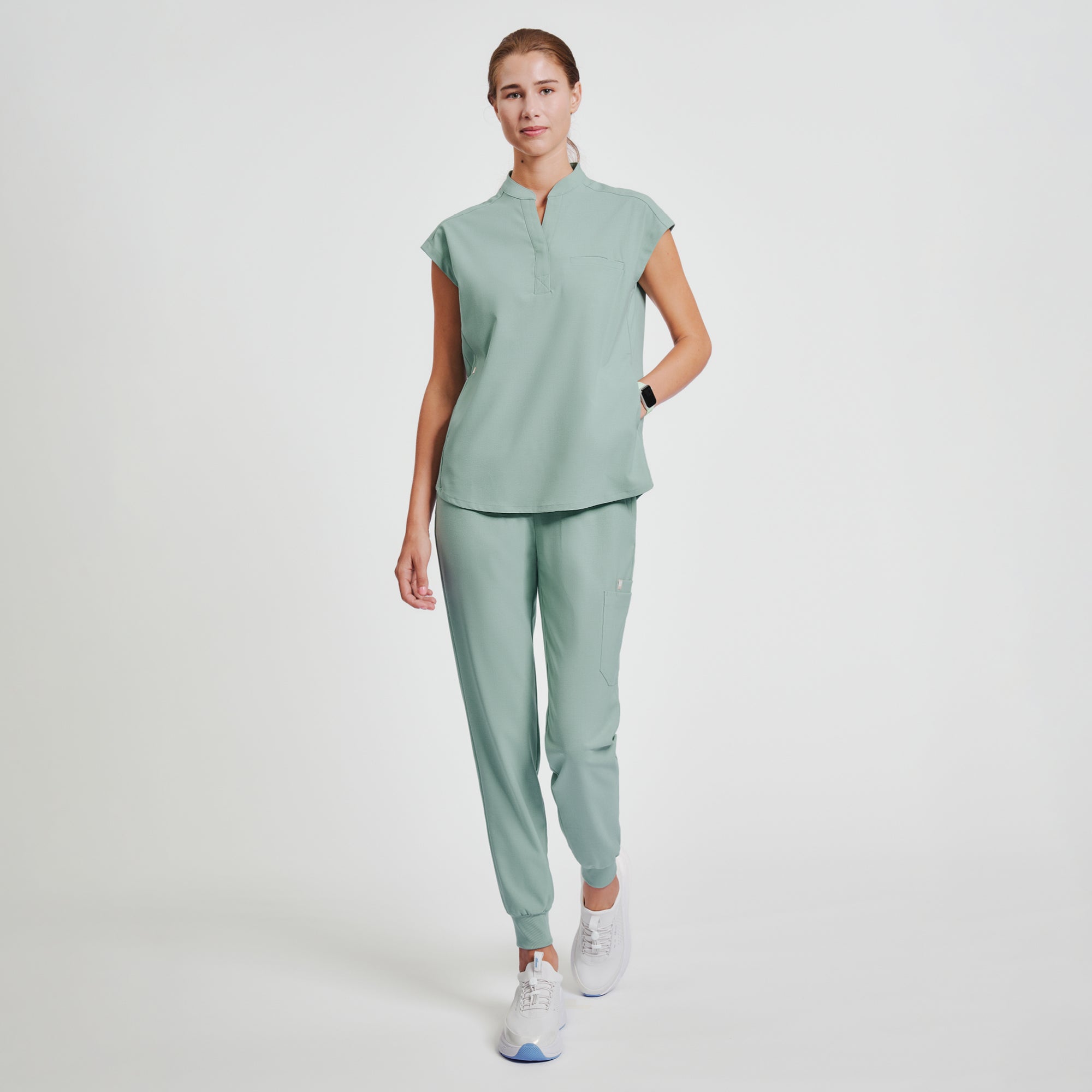 Image of Zenir | Women's Easy-Fit Jogger Scrub Pants - Sage Green
