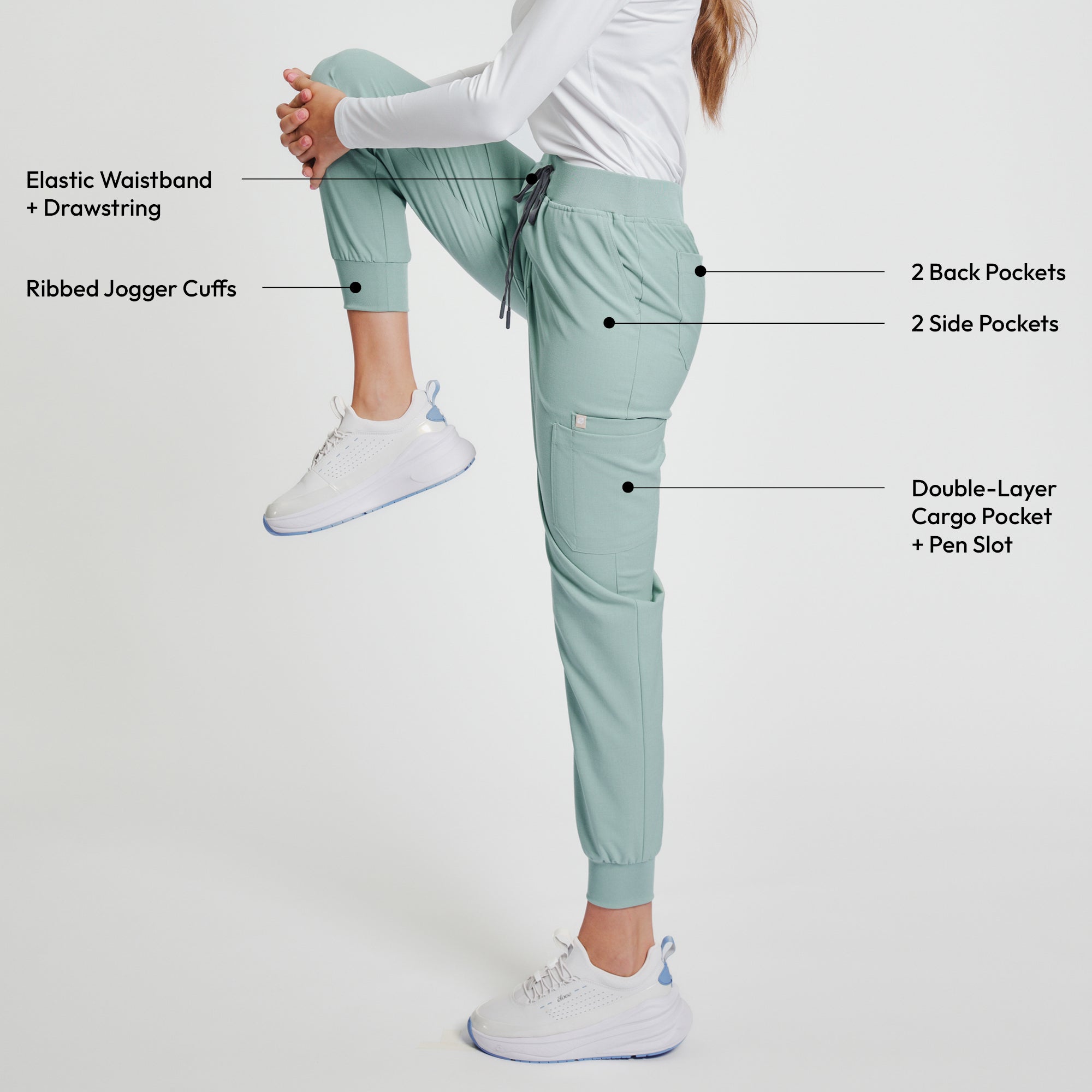 Image of Zenir | Women's Easy-Fit Jogger Scrub Pants - Sage Green