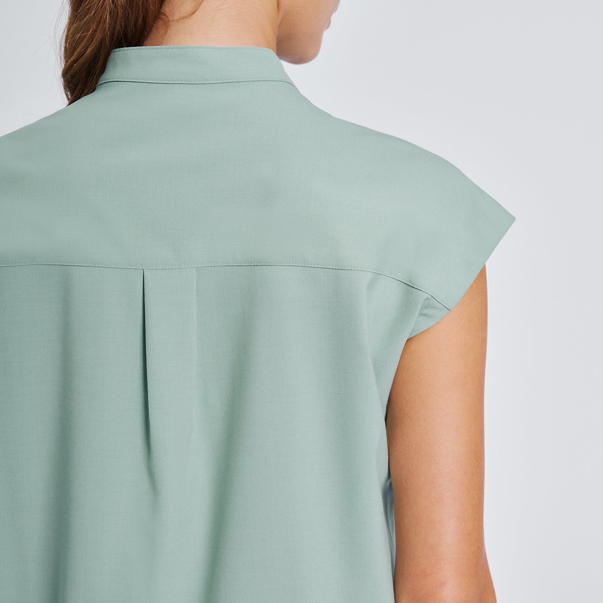 Image of Zenir | Women's Mandarin Collar Scrub Top - Sage Green