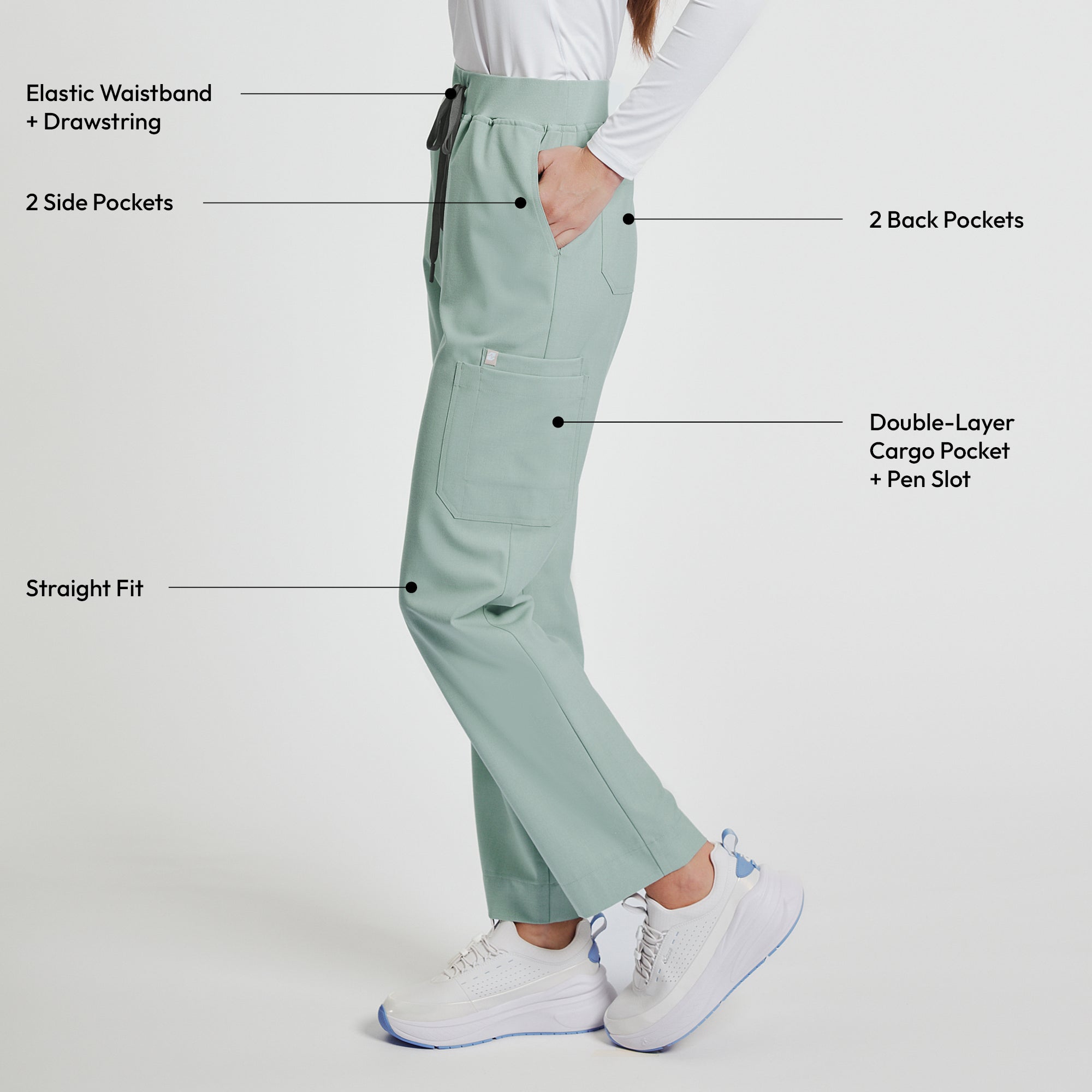 Image of Zenir | Women's Signature Straight Scrub Pants - Sage Green