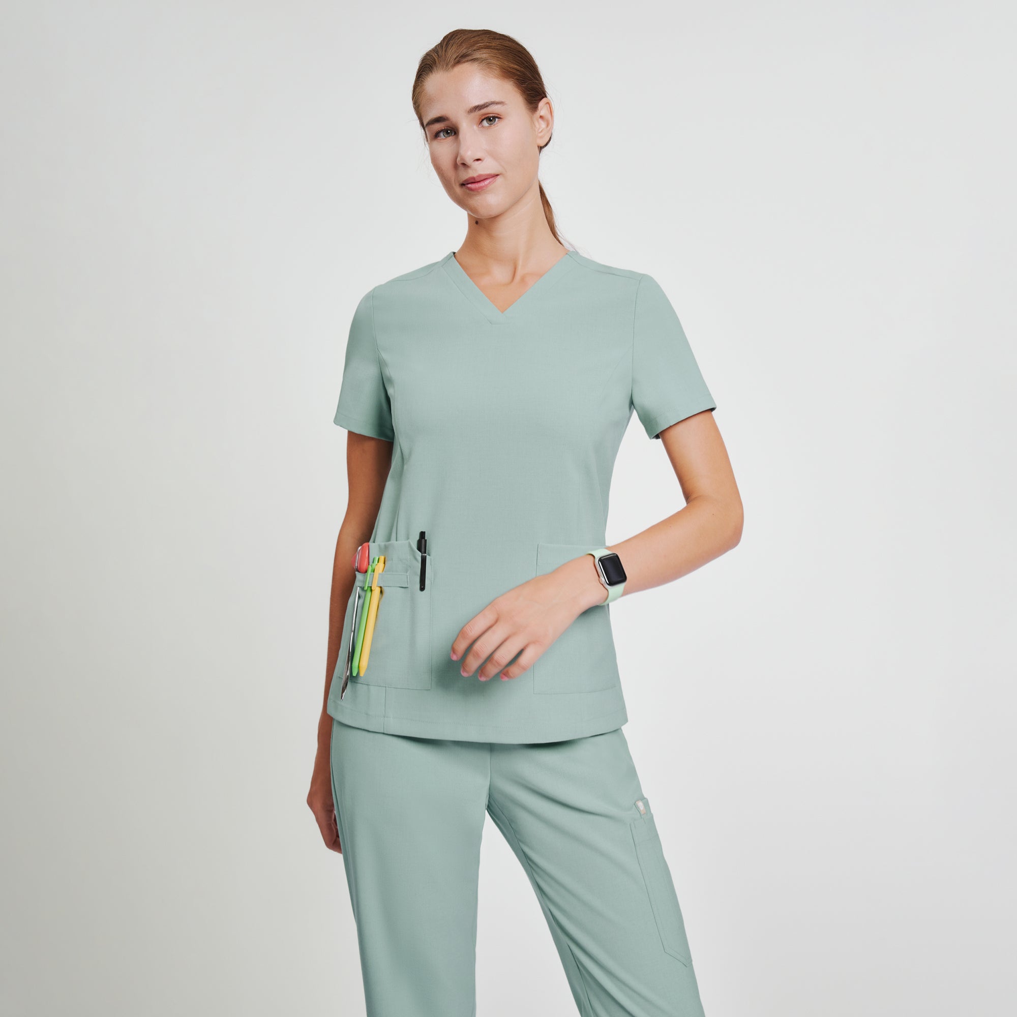 Image of Zenir | Women's Signature Straight Scrub Pants - Sage Green