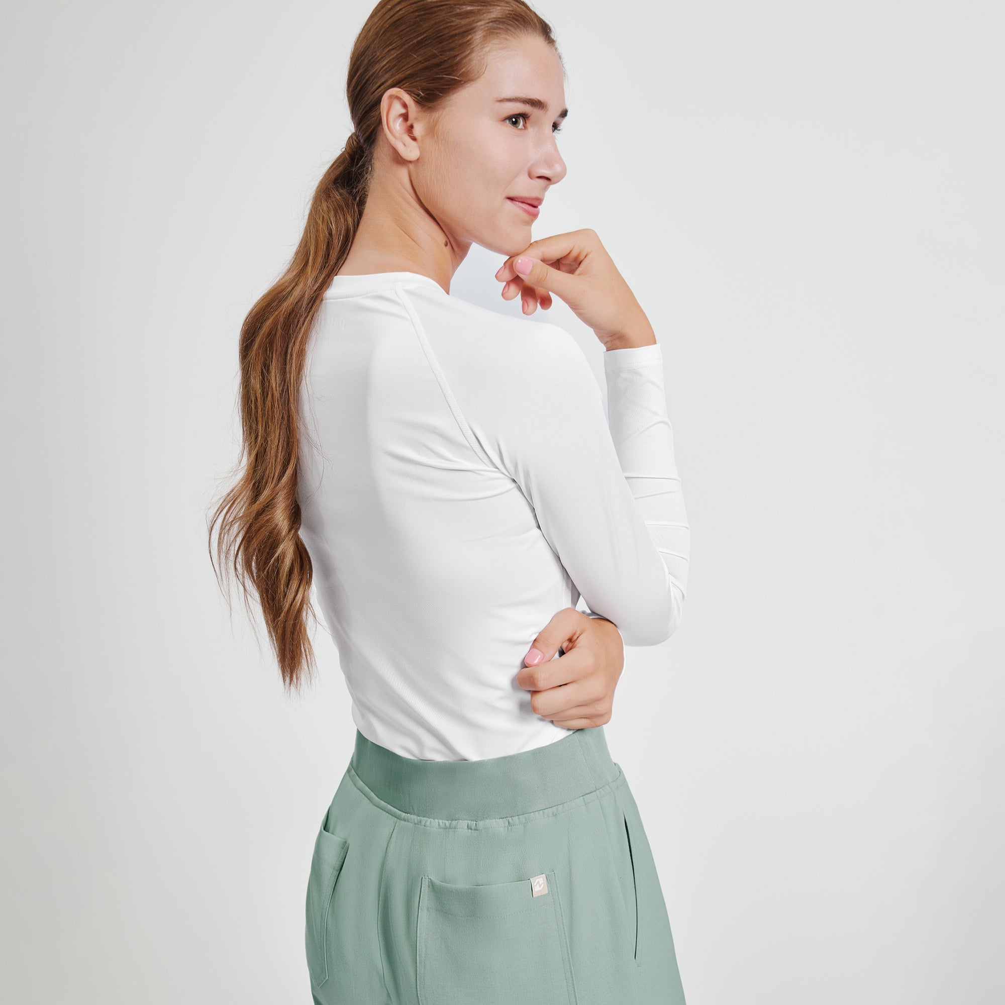 Image of Zenir | Women's Essential Underscrub Top - White