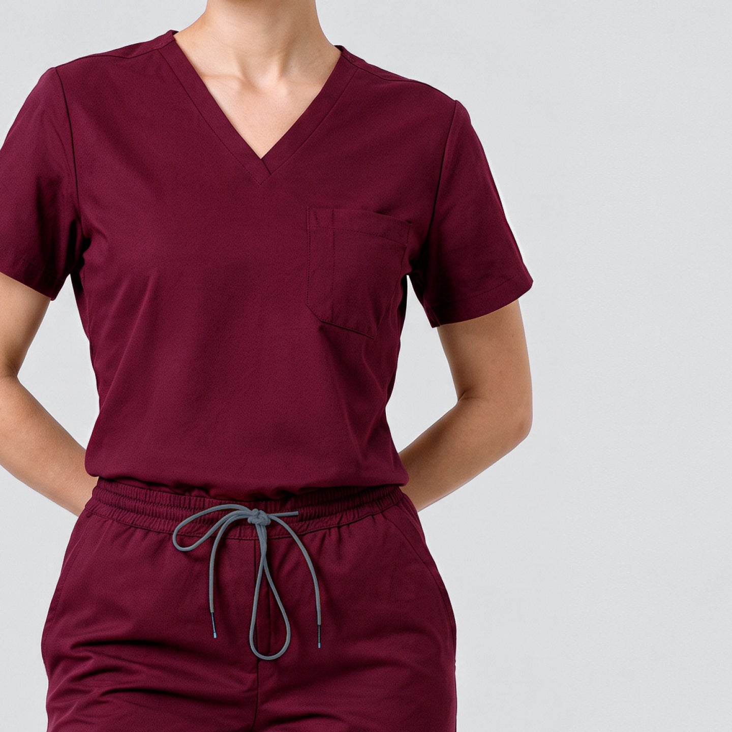 Image of Zenir | Women's 3-Pocket Scrub Top - Burgundy