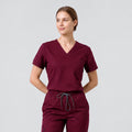 Zenir | Women's 3-Pocket Scrub Top - Burgundy