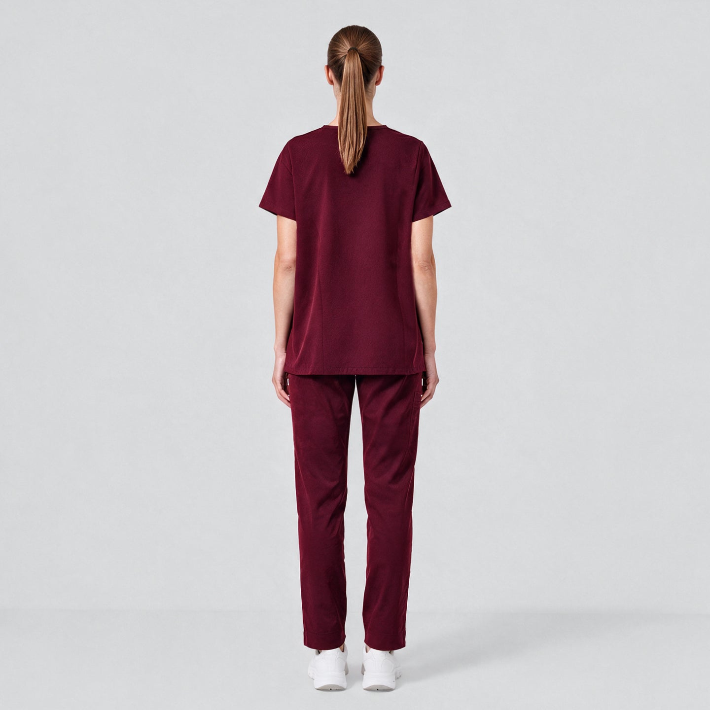 Image of Zenir | Women's 3-Pocket Scrub Top - Burgundy