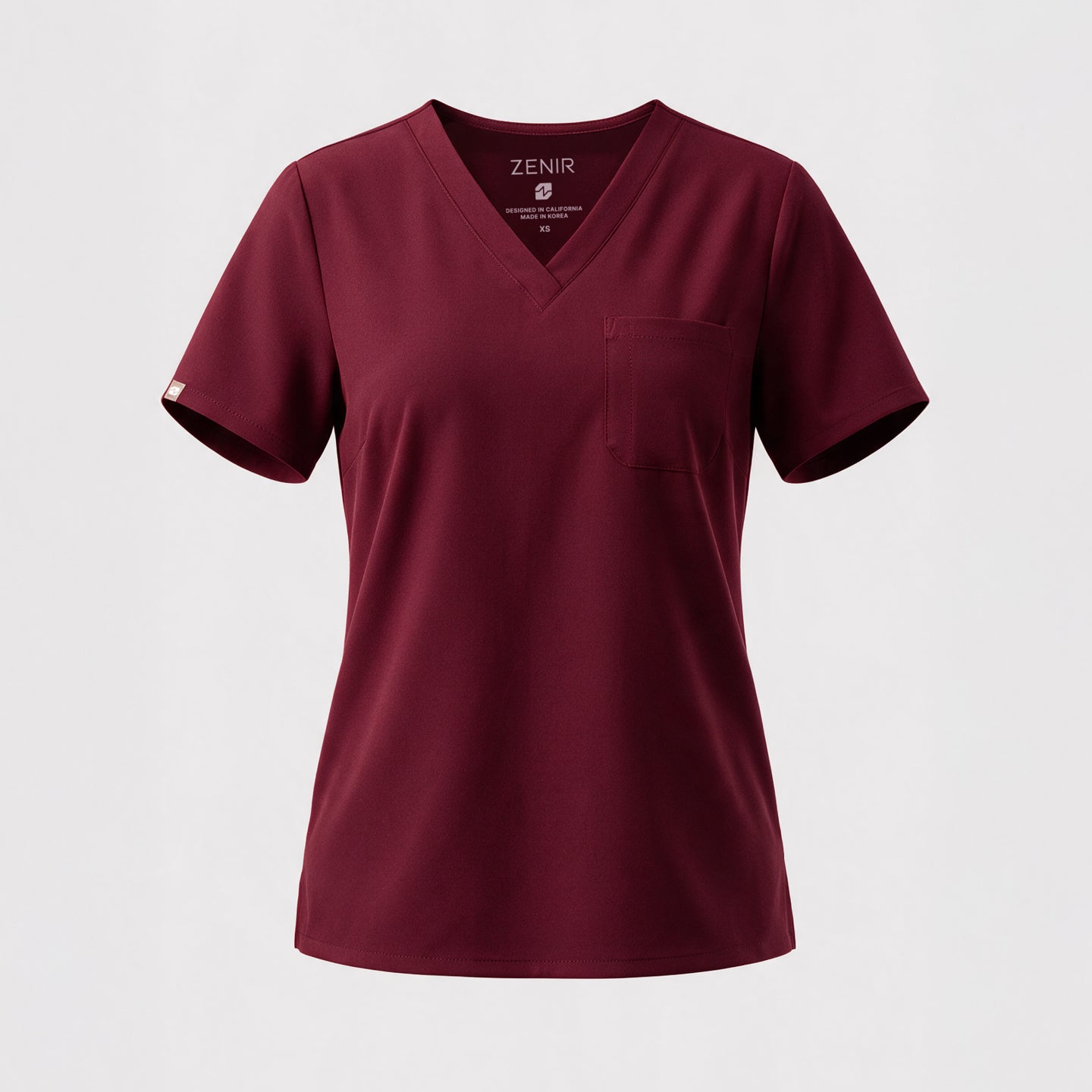 Image of Zenir | Women's 3-Pocket Scrub Top - Burgundy