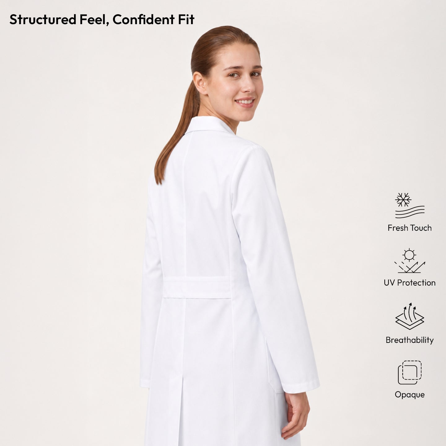 Image of Zenir |  Women's Straight Long Lab Coat LCW-102 - White