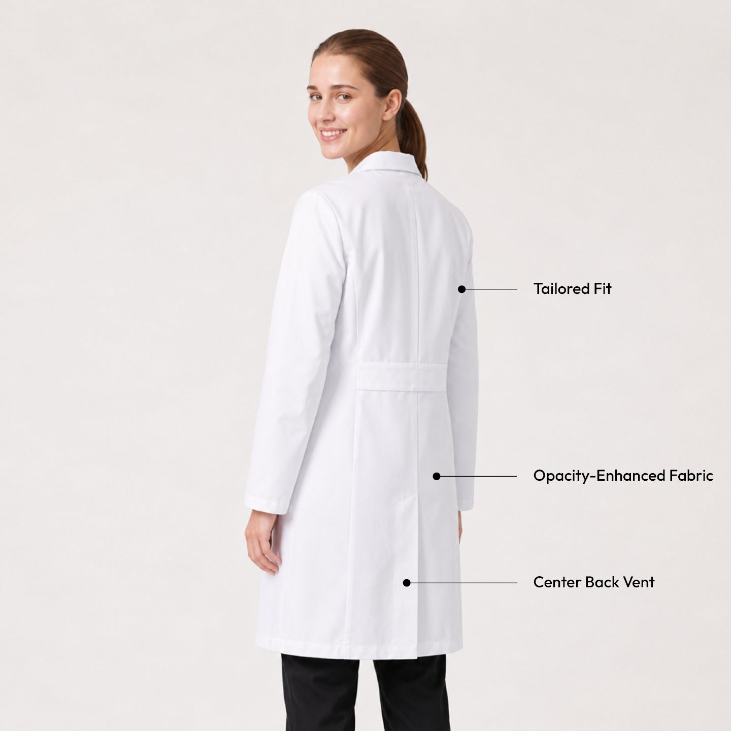 Image of Zenir |  Women's Straight Long Lab Coat LCW-102 - White