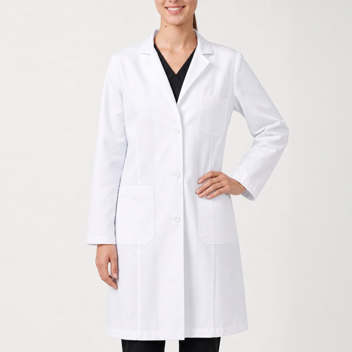 Image of Zenir |  Women's Straight Long Lab Coat LCW-102 - White