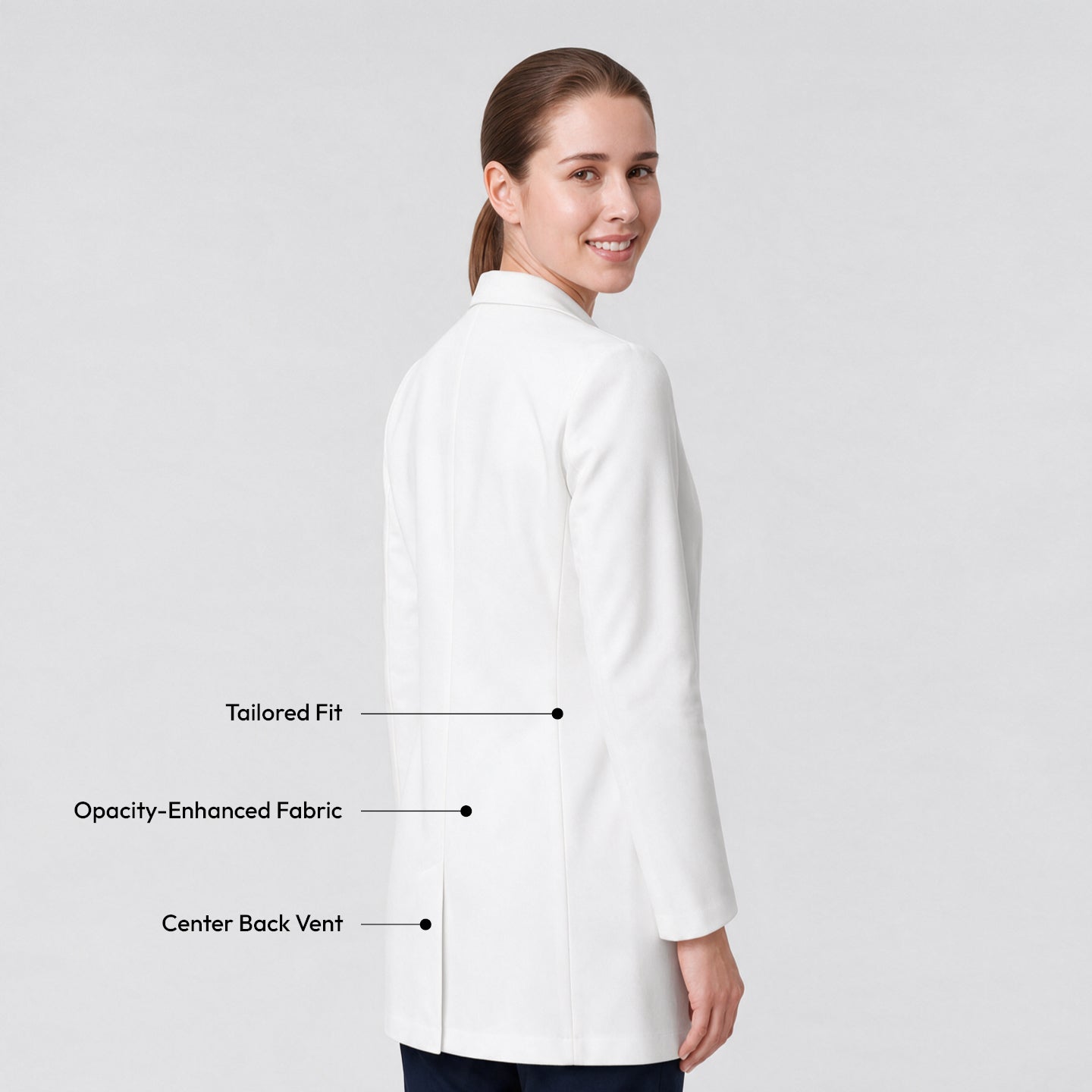 Image of Zenir | Structured Nuevo Long Lab Coat LCW-204 - Ivory White